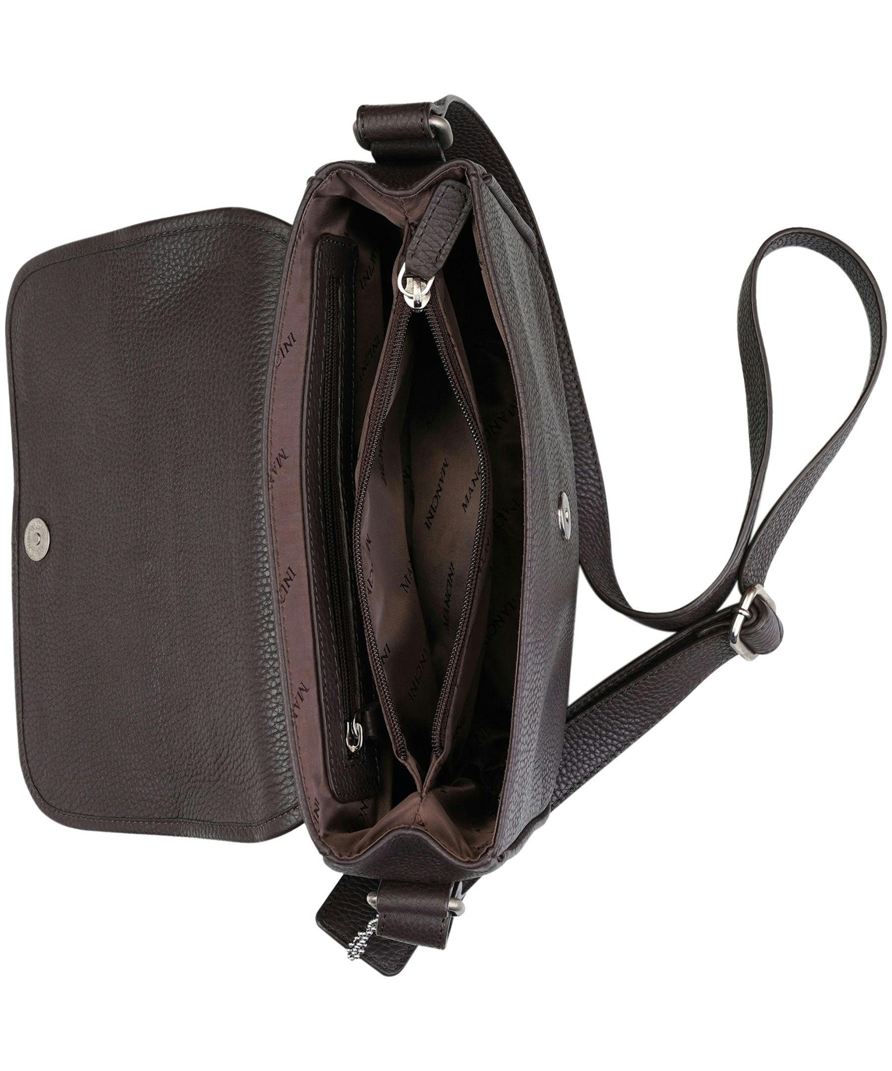 Mancini Leather Goods Women's Pebelled Kemberly Flap Closure Handbag