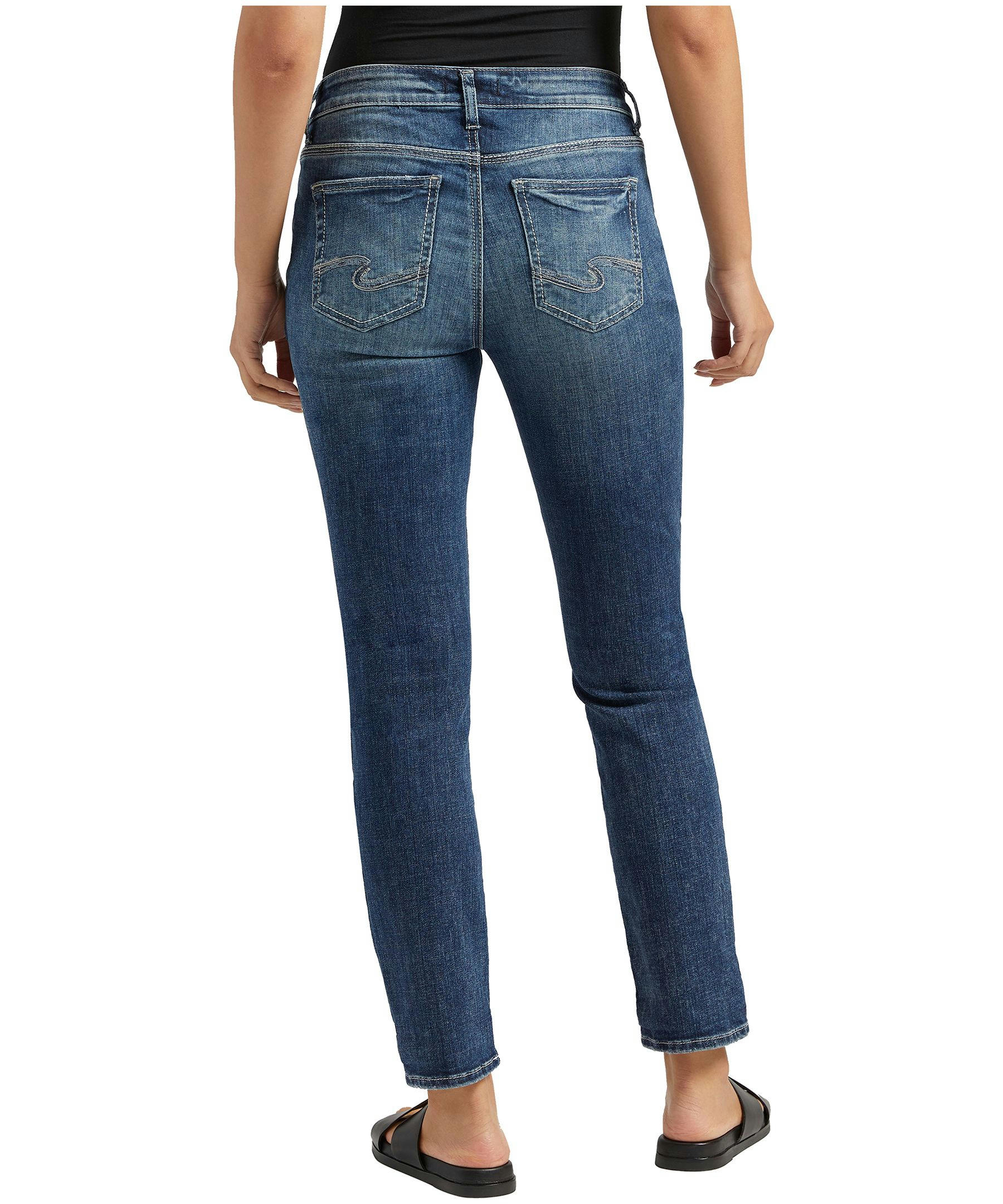 Silver Women's Elyse Mid Rise Straight Leg Jeans - Medium Indigo