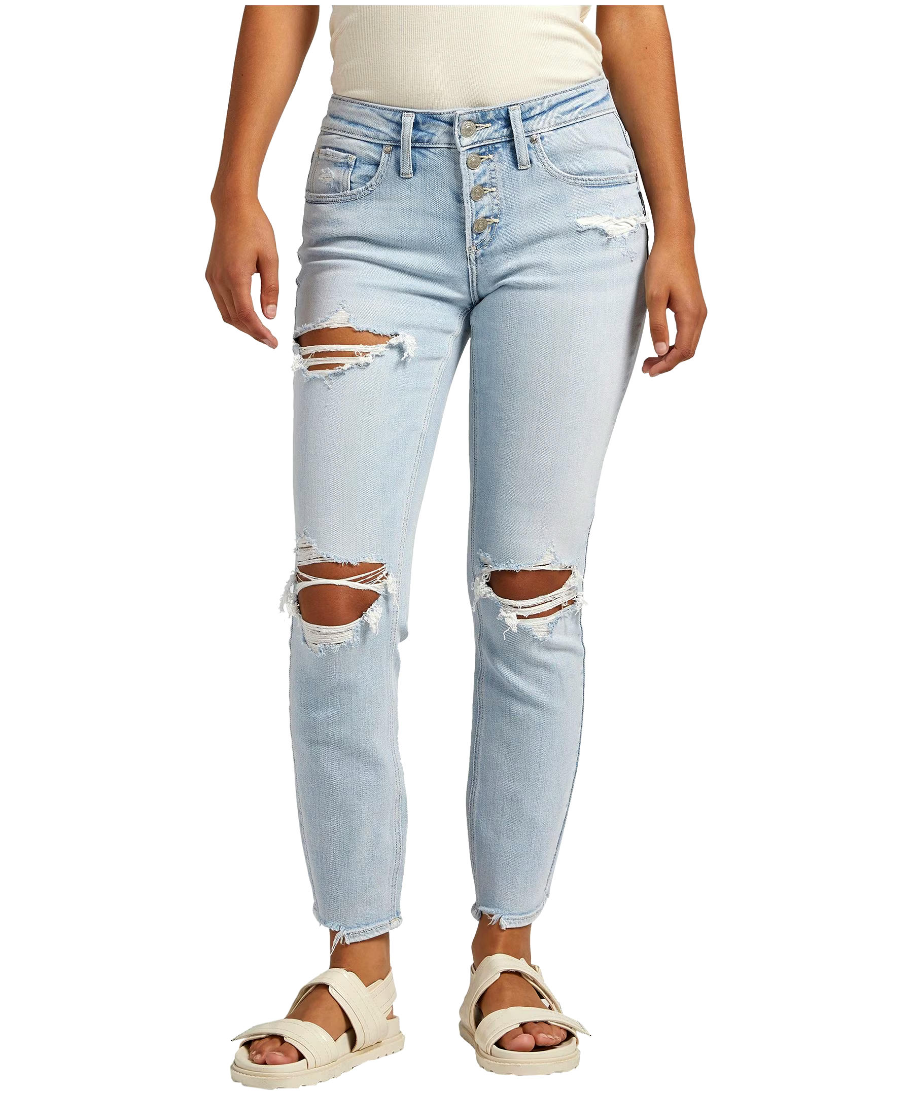 Silver Women's Boyfriend Curvy Fit Mid Rise Jeans