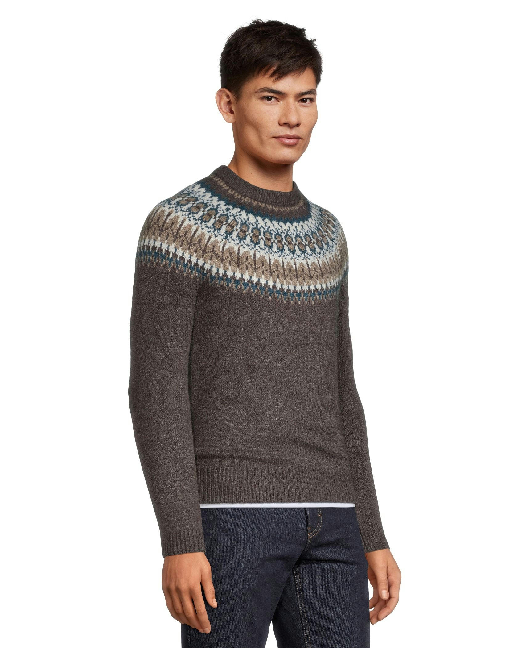 WindRiver Men's Heritage Fairisle Pattern Crewneck Sweater
