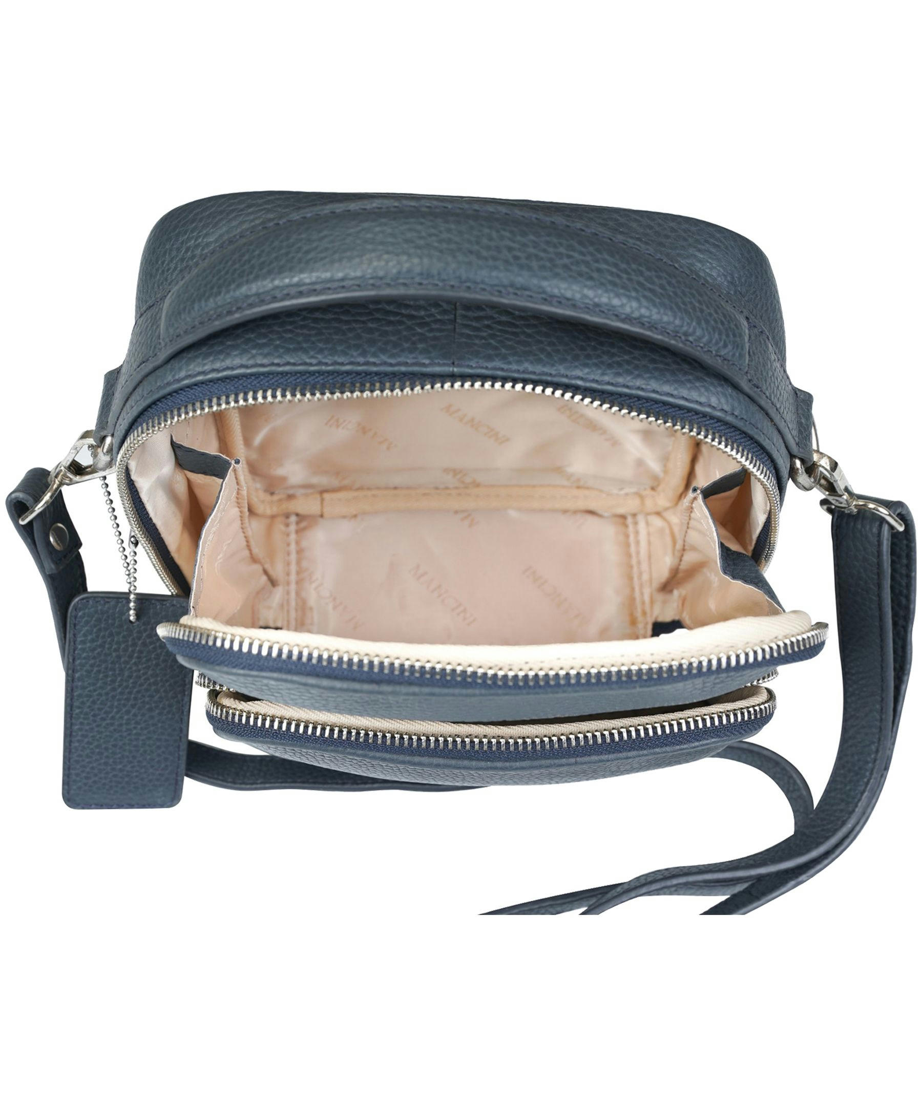 Mancini Leather Goods Women's Pebelled Daisy North/South Crossbody Bag