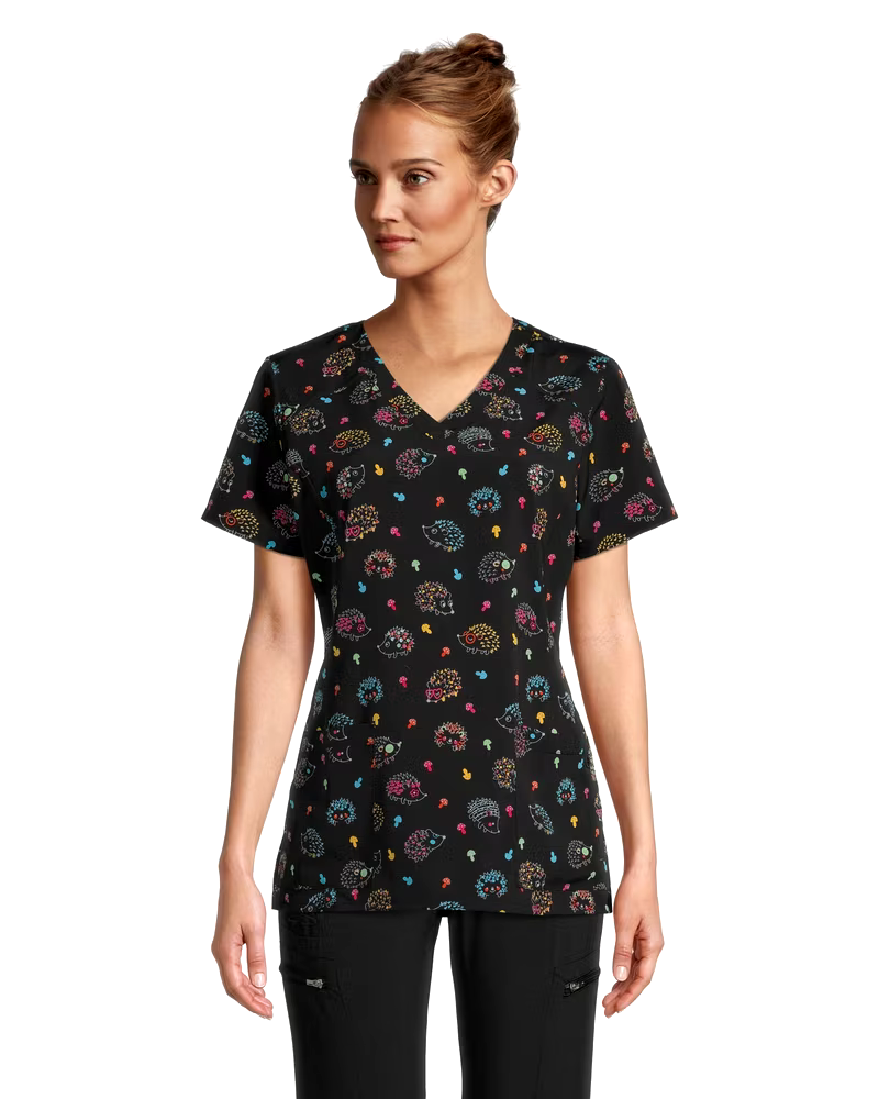 Scrubletics Women's Kangaroo Pocket Print Scrub Top