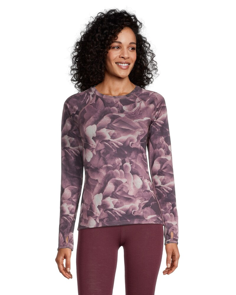 WindRiver Women's T-Max Heat Grid Crew Neck Long Sleeve Fleece Top - Black