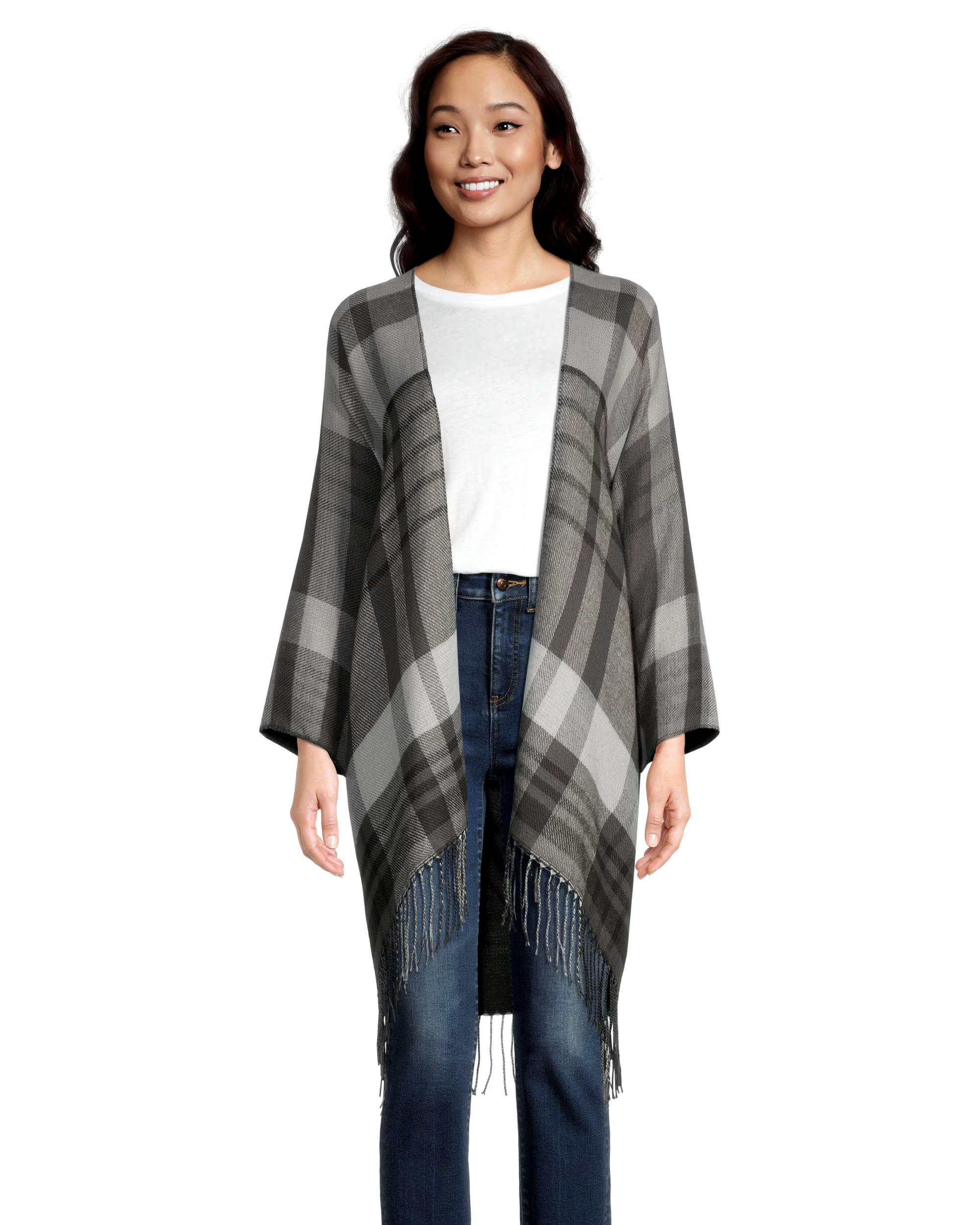 Denver Hayes Women's Plaid Fringe Shawl Ruana