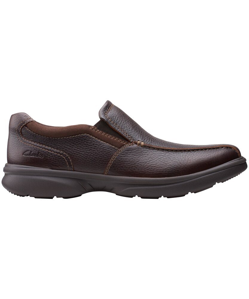 Clarks Men's Bradley Step Leather Ortholite Slip On Wide Shoes - Brown
