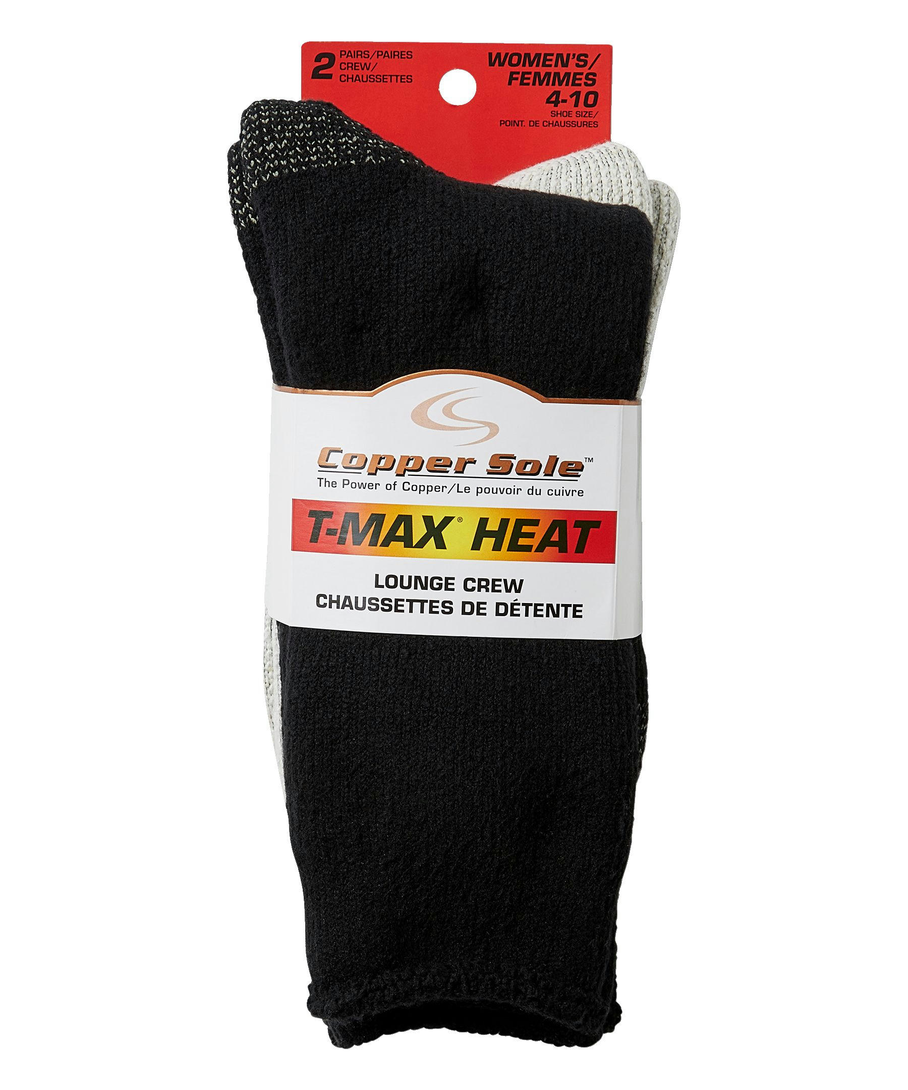 Copper Sole Women's 2 Pack T-Max Lounge Crew Socks Compression Over The Calf Socks