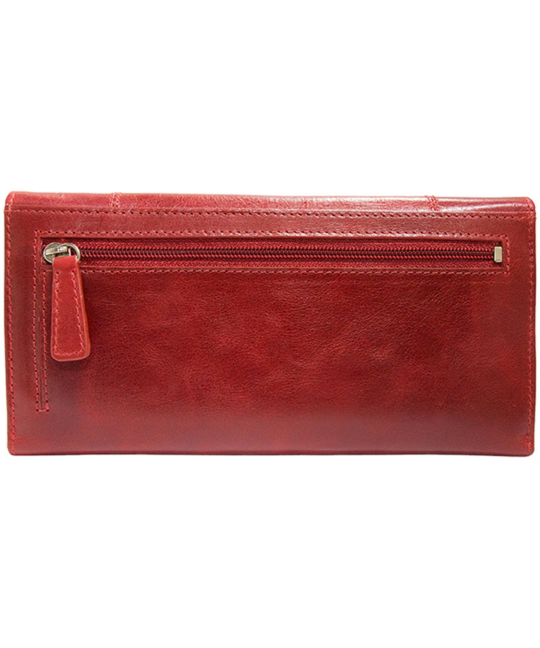 Mancini Leather Goods Women's Casablanca RFID Secure Trifold Wallet Red