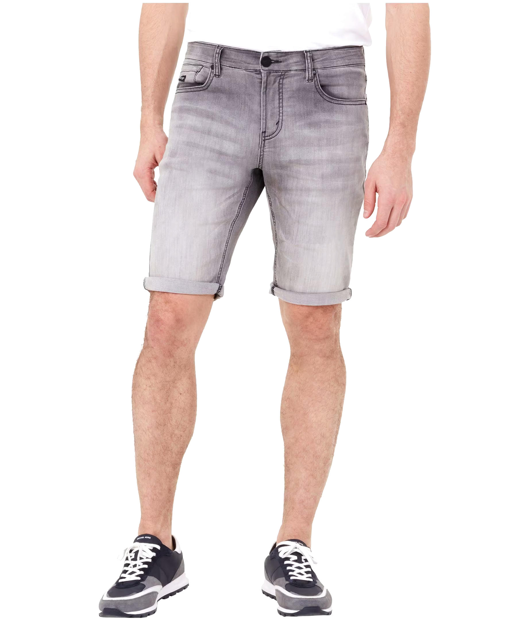 Black Bull Men's John Slim Fit Stretch Knit-Look Denim Shorts
