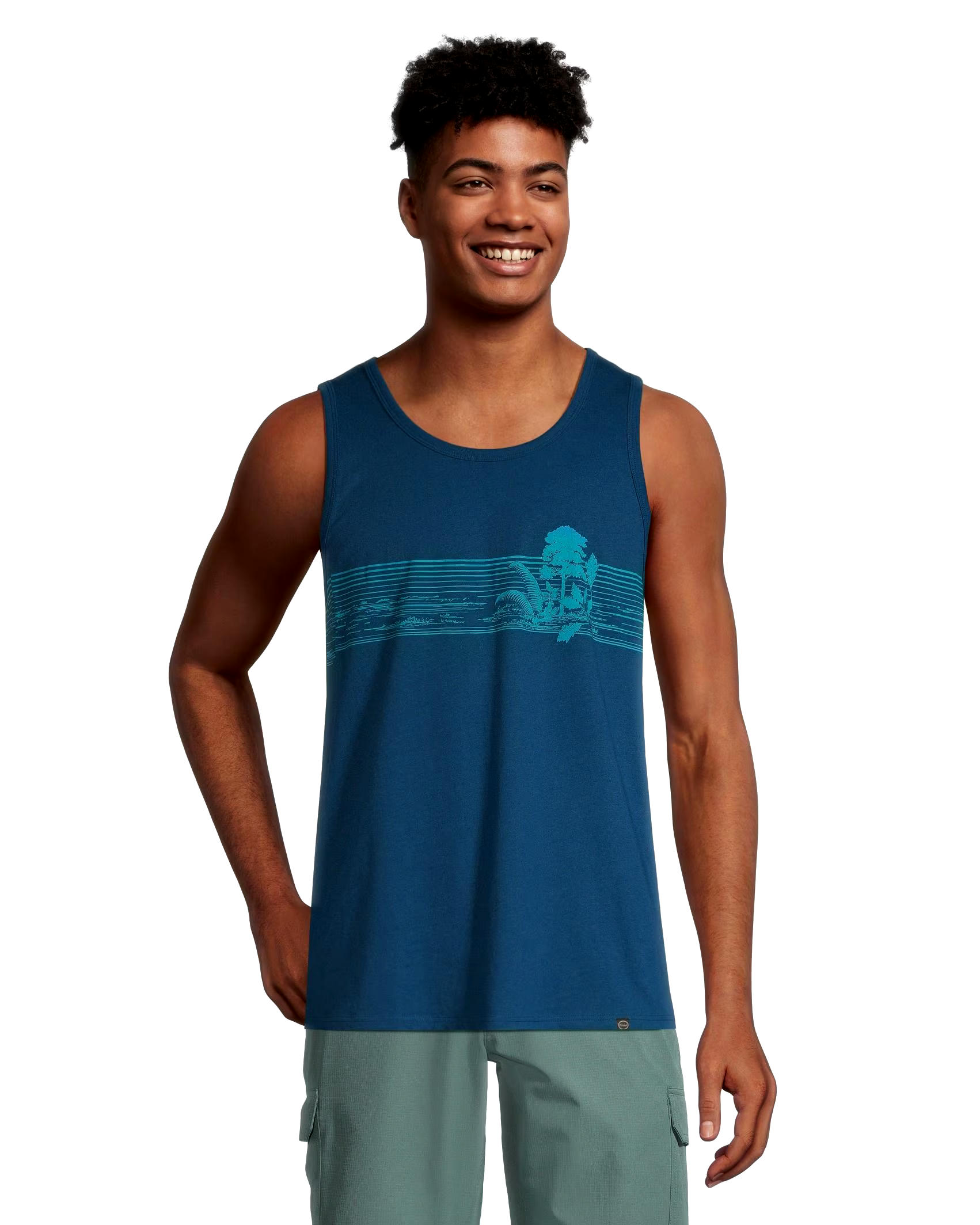 FarWest Men's Graphic Palm Tank Top