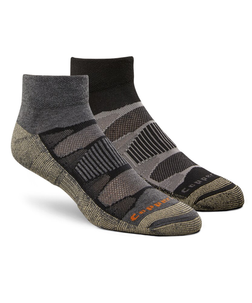 Copper Sole Men's 2 Pack All Season Hiking Moisture Guard Technology Ankle Socks