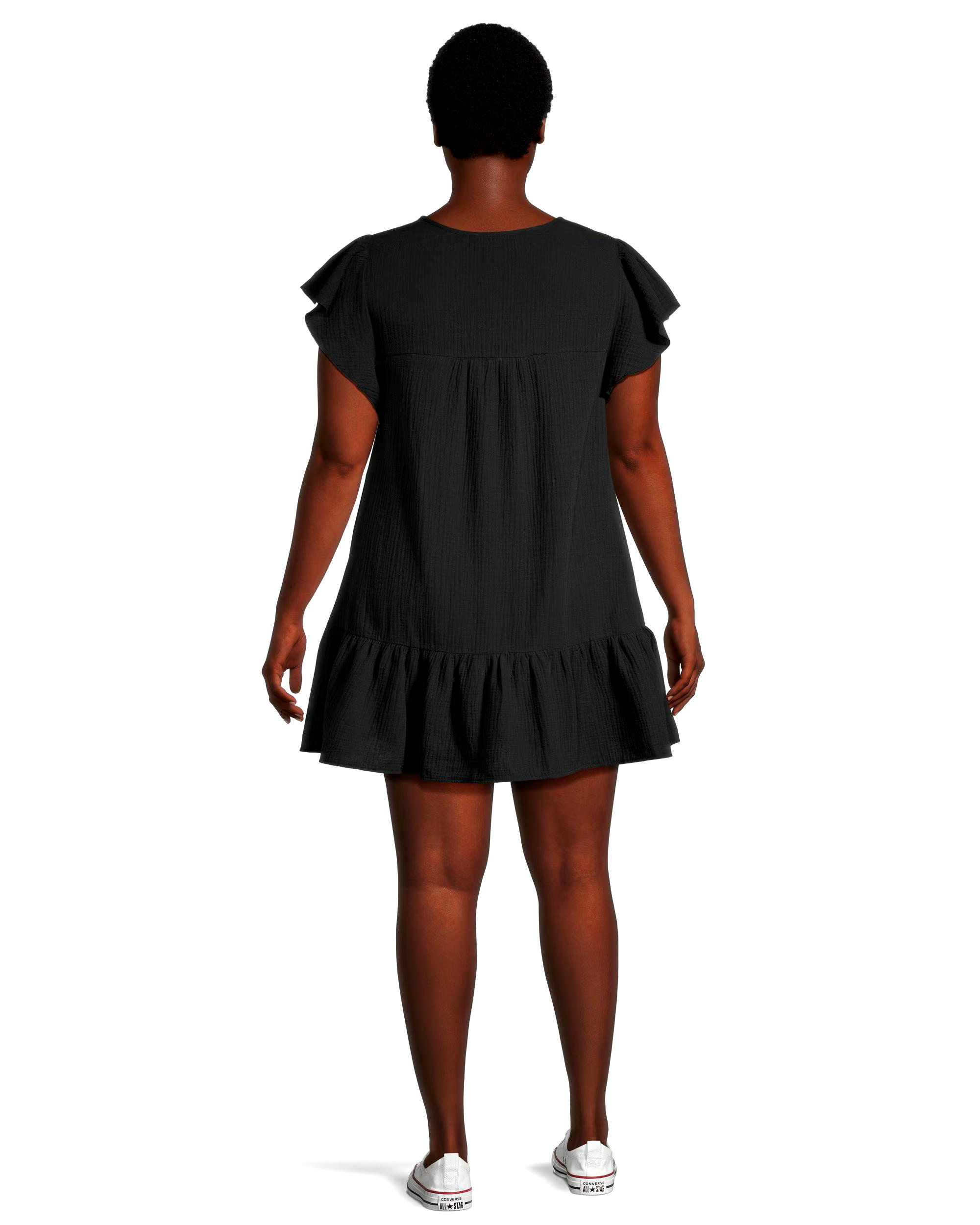 Denver Hayes Women's Relaxed Fit Double Gauze Flutter Sleeve Dress