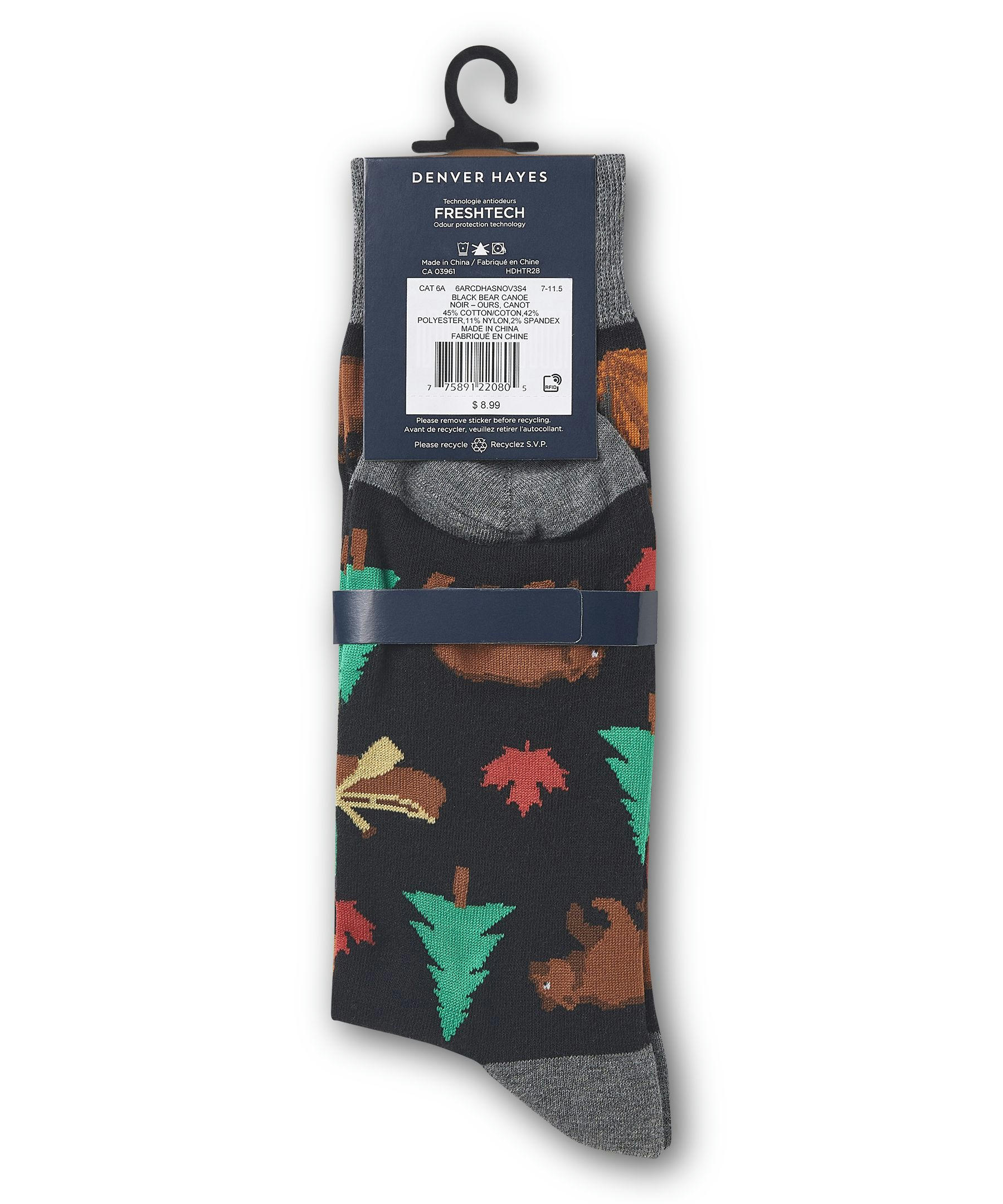 Denver Hayes Men's FRESHTECH® Novelty Canadiana Pattern Casual Crew Socks