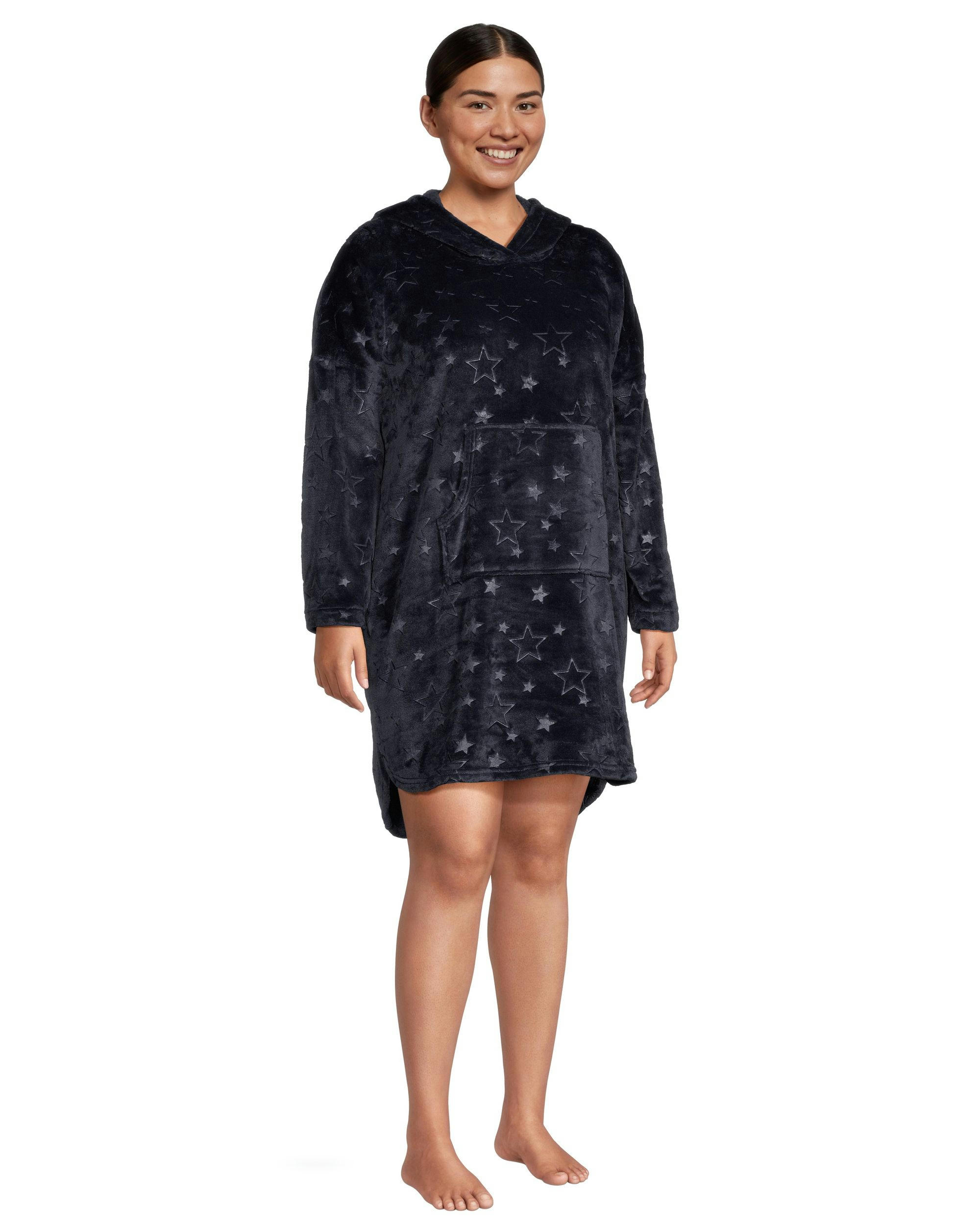 Denver Hayes Women's Plush Velour Hooded Night Shirt