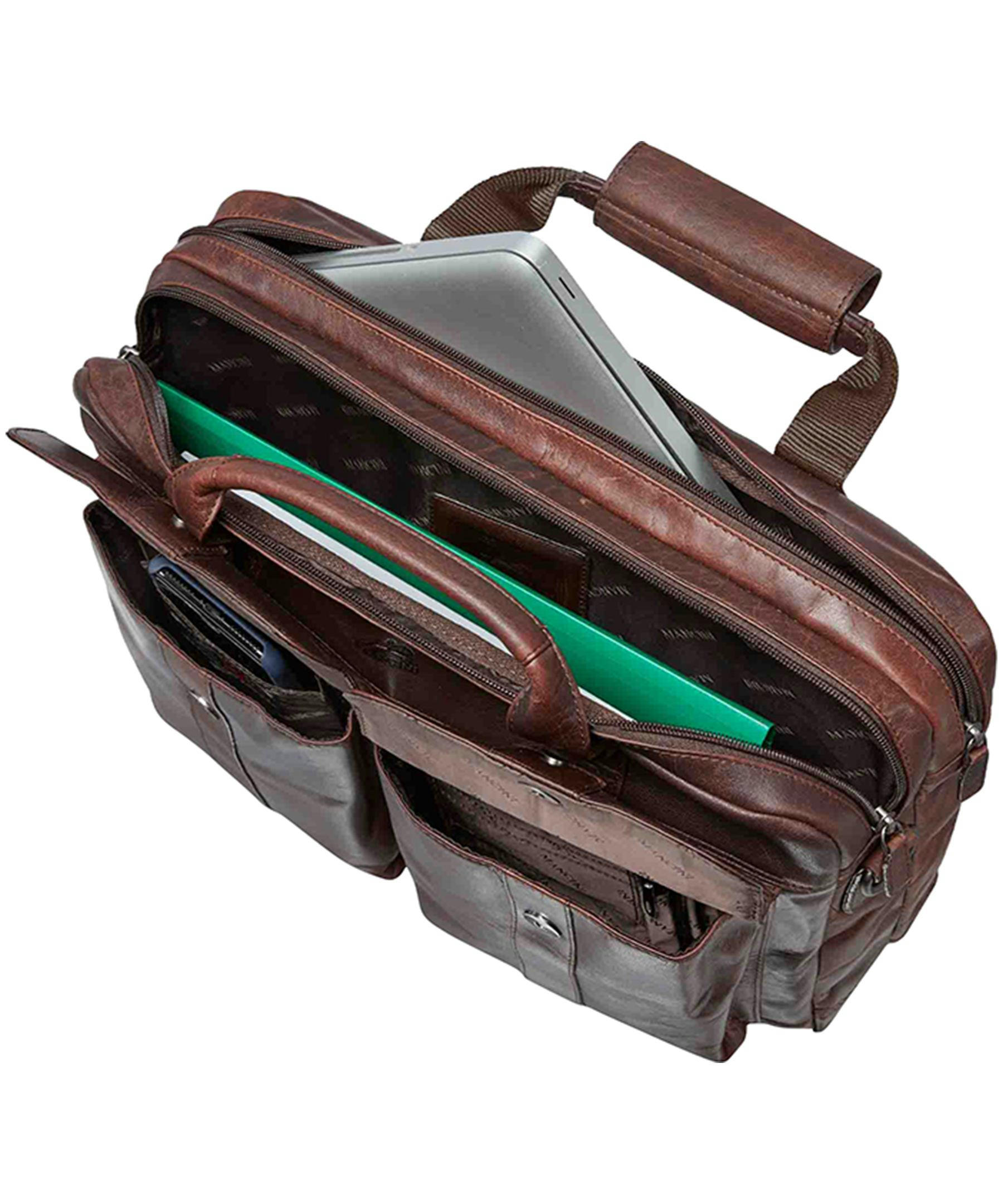 Mancini Leather Goods Men's Buffalo Laptop Briefcase Black