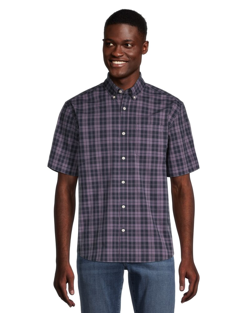 Denver Hayes Men's Classic Fit Short Sleeve Plaid Casual Sport Shirt