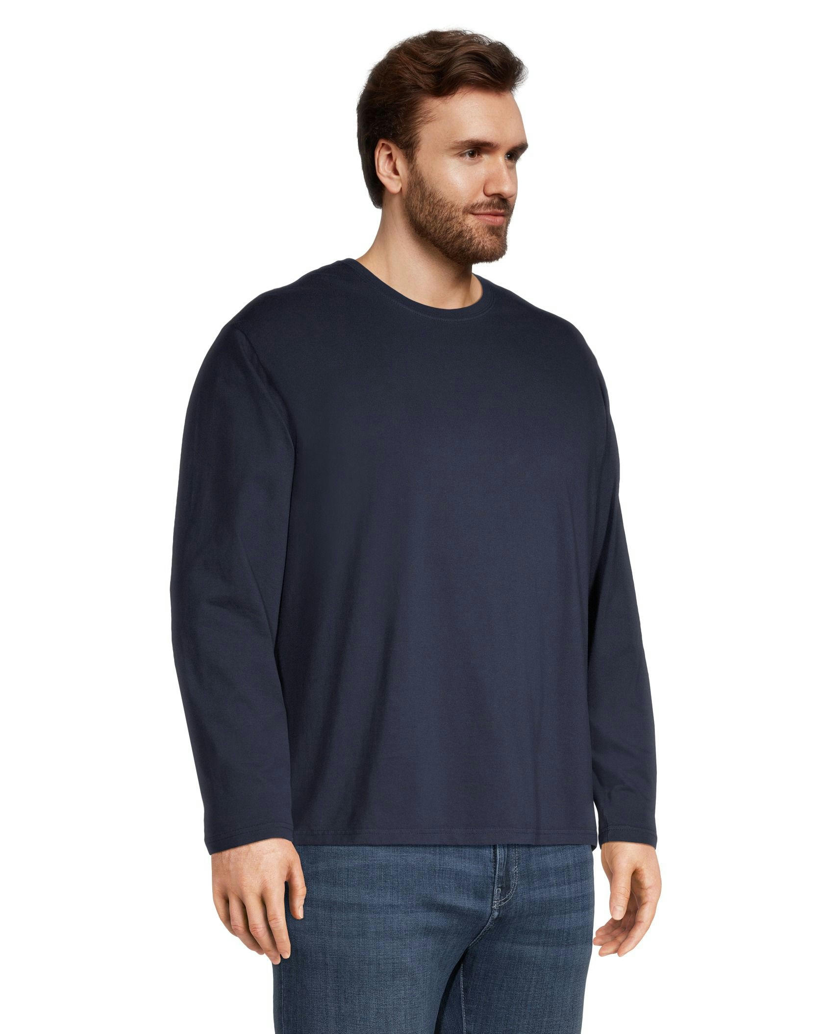 Denver Hayes Men's 50 Wash Long Sleeve Classic Fit Crew Neck T-Shirt