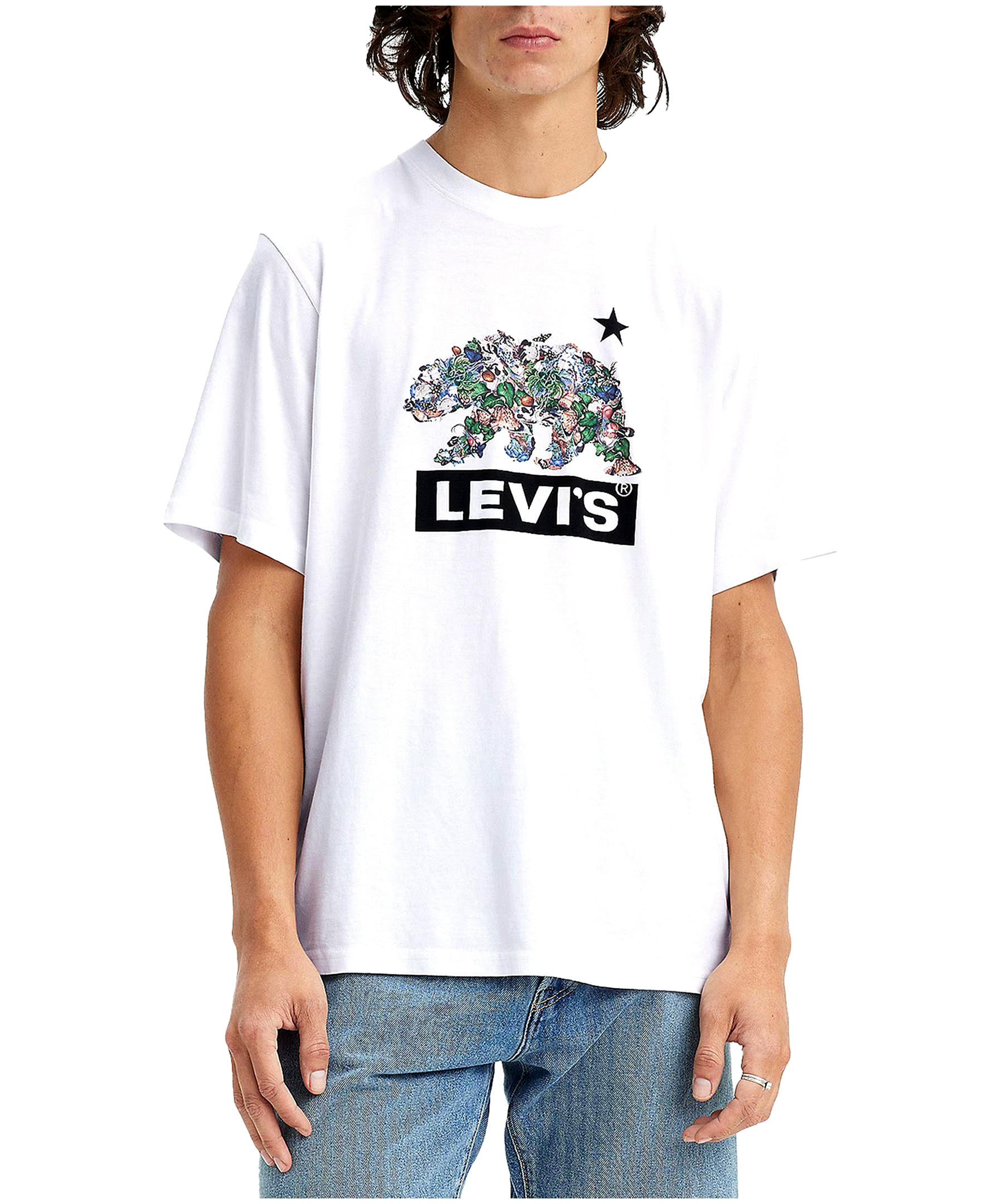 Levi's Men's Bear Graphic Relaxed Fit Crewneck Cotton T Shirt