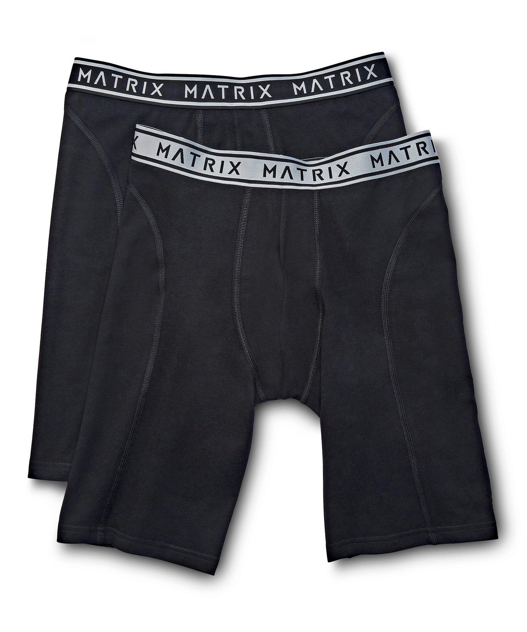 Matrix Men's 2 Pack Cotton Stretch Long Boxer Briefs Underwear