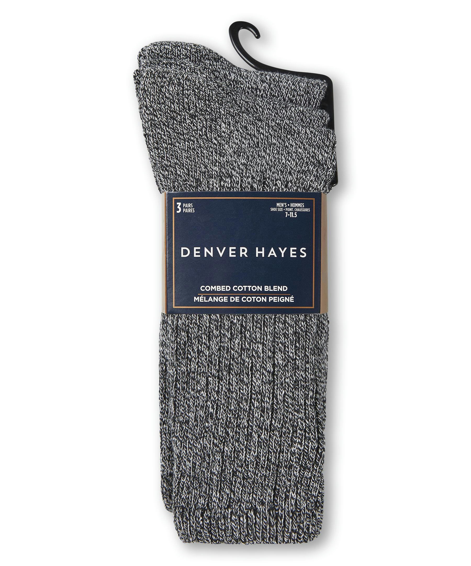 Denver Hayes Men's Casual Rib Socks, 3 Pack