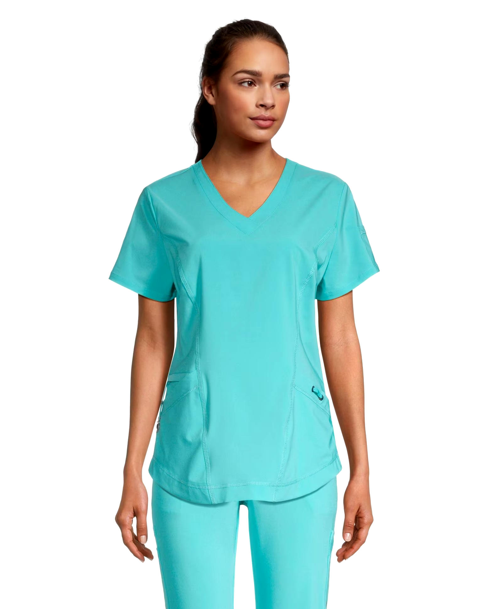 Scrubletics Women's V-Neck Curved Hem Scrub Top