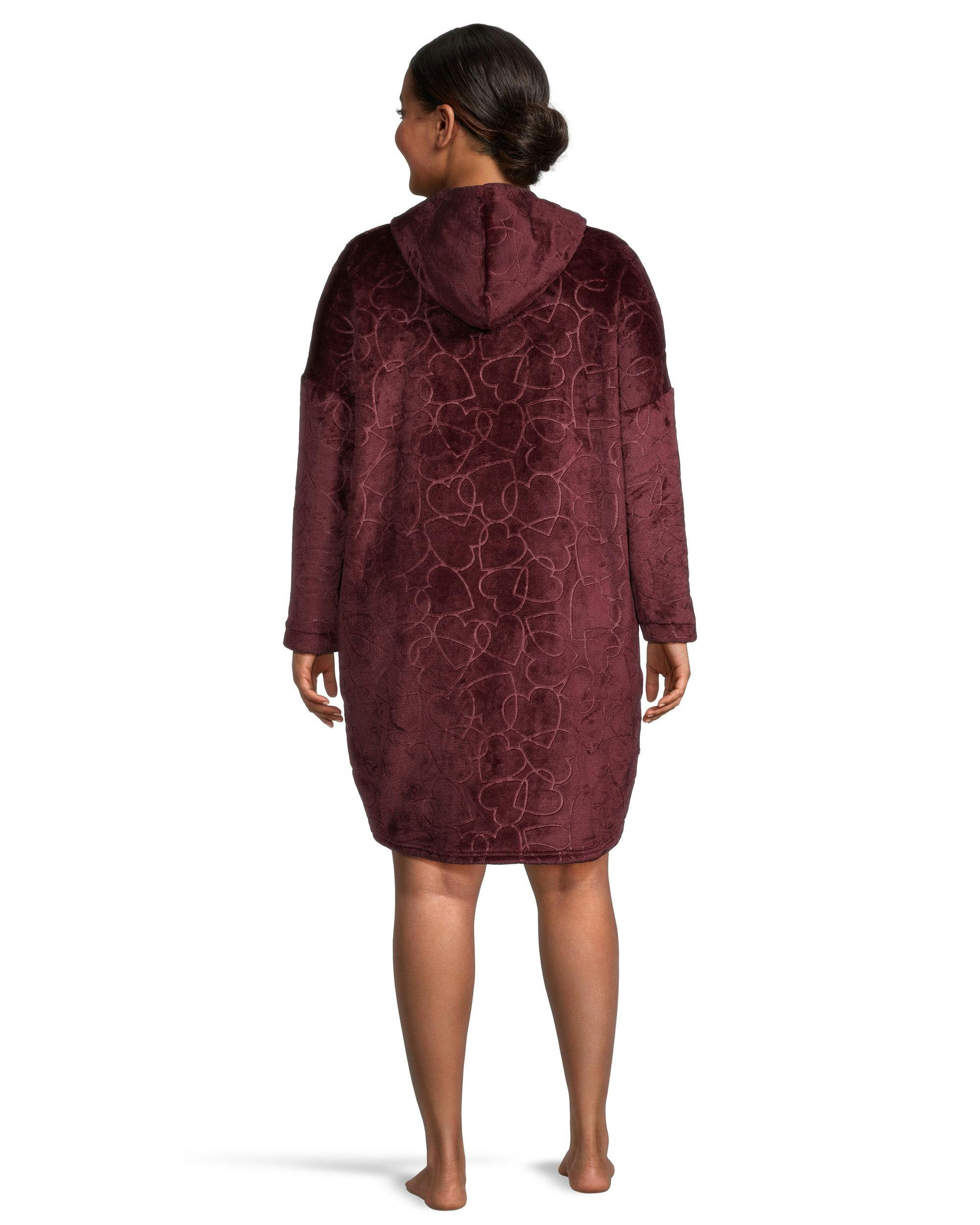 Denver Hayes Women's Plush Velour Hooded Night Shirt