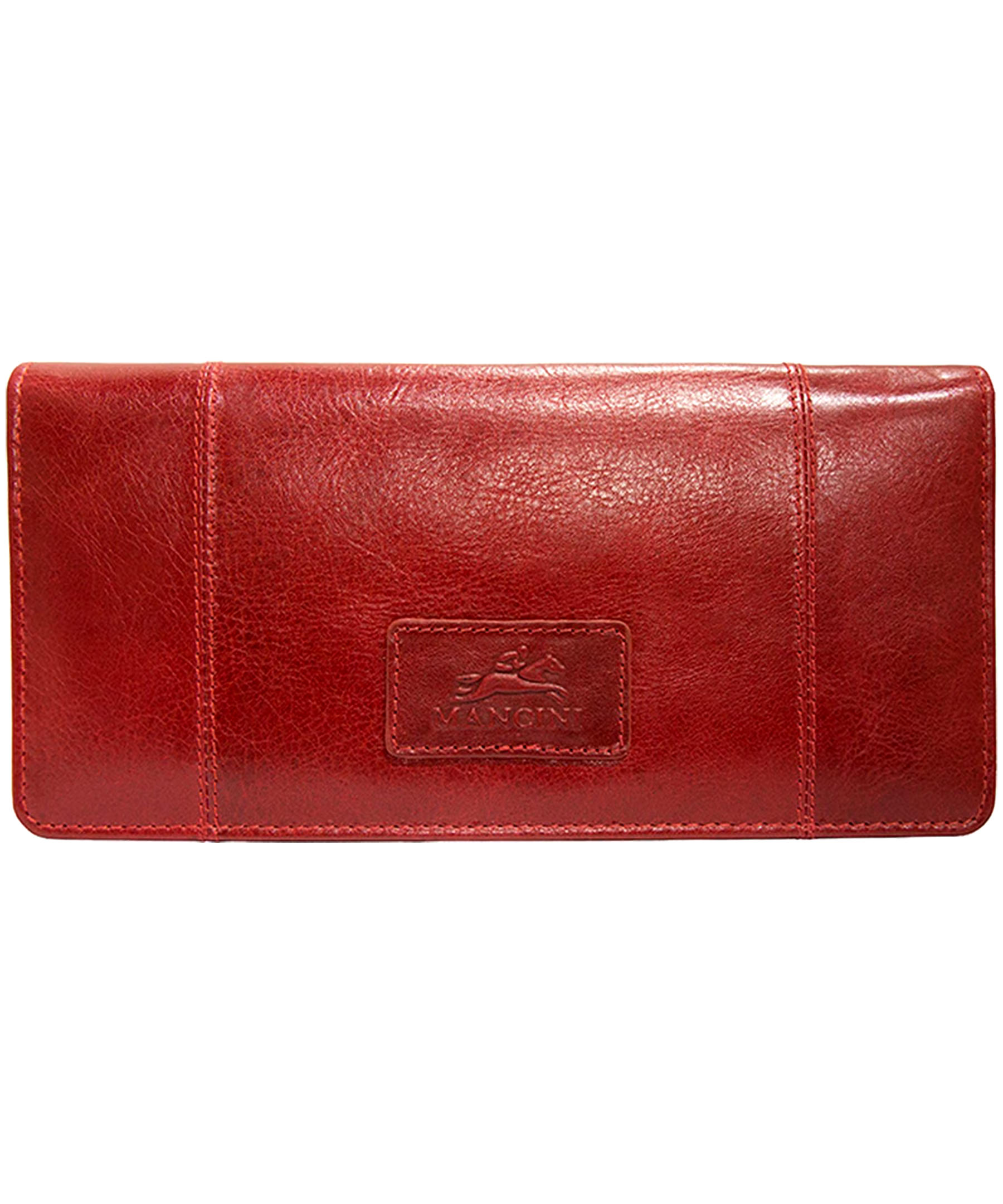 Mancini Leather Goods Women's Casablanca RFID Secure Trifold Wallet Red