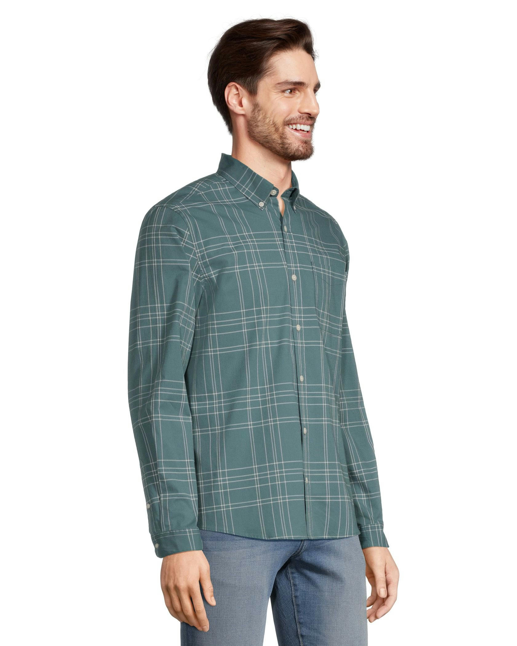 Denver Hayes Men's Long Sleeve Modern Fit Plaid Casual Sport Shirt