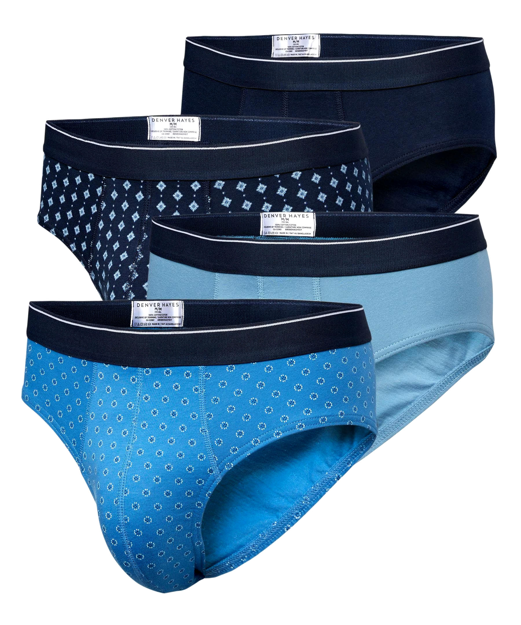 Denver Hayes Men's 4 Pack Yarn Dye Sport Briefs