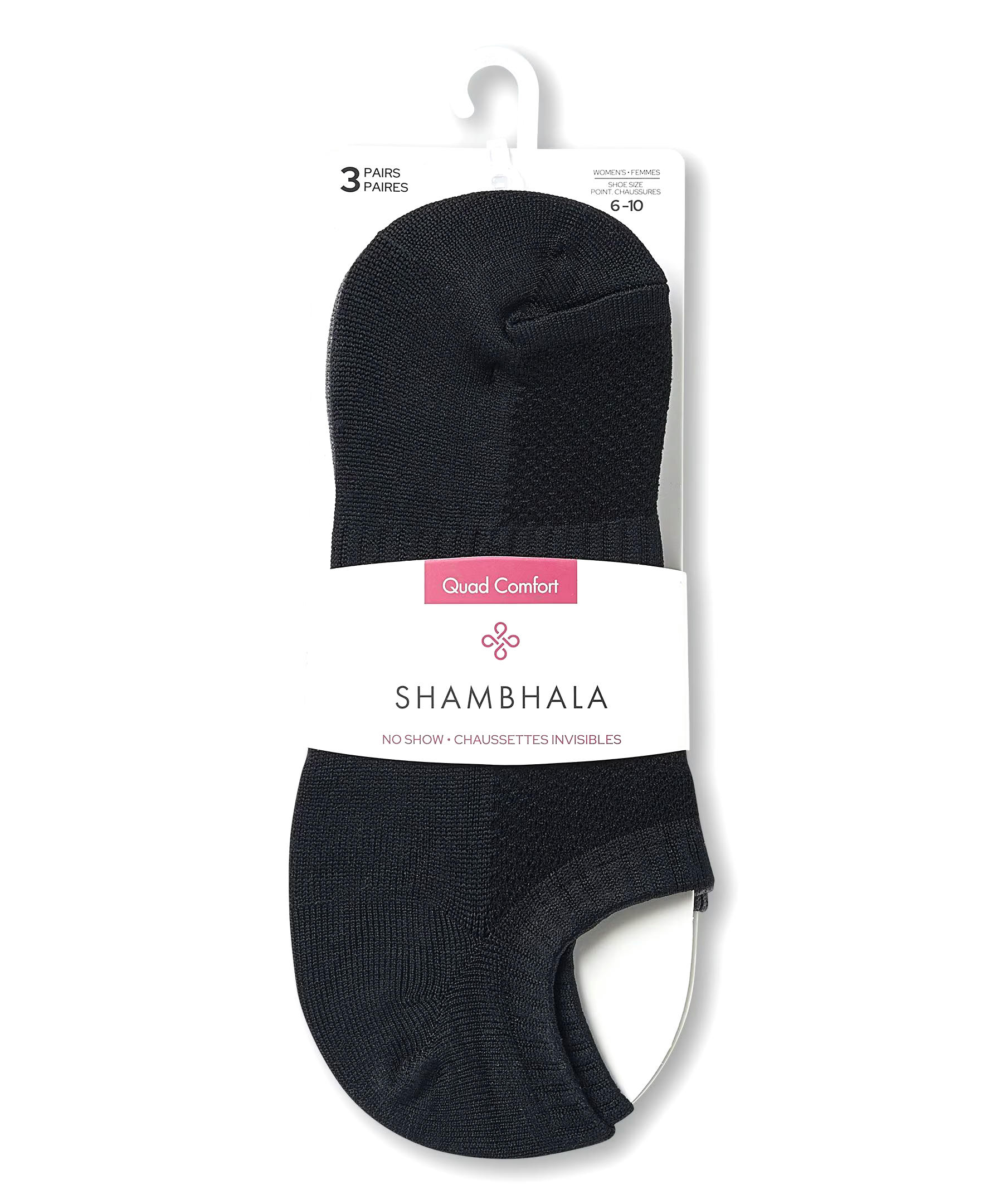 Shambhala Women's Microfiber No Show Socks, 3 Pack