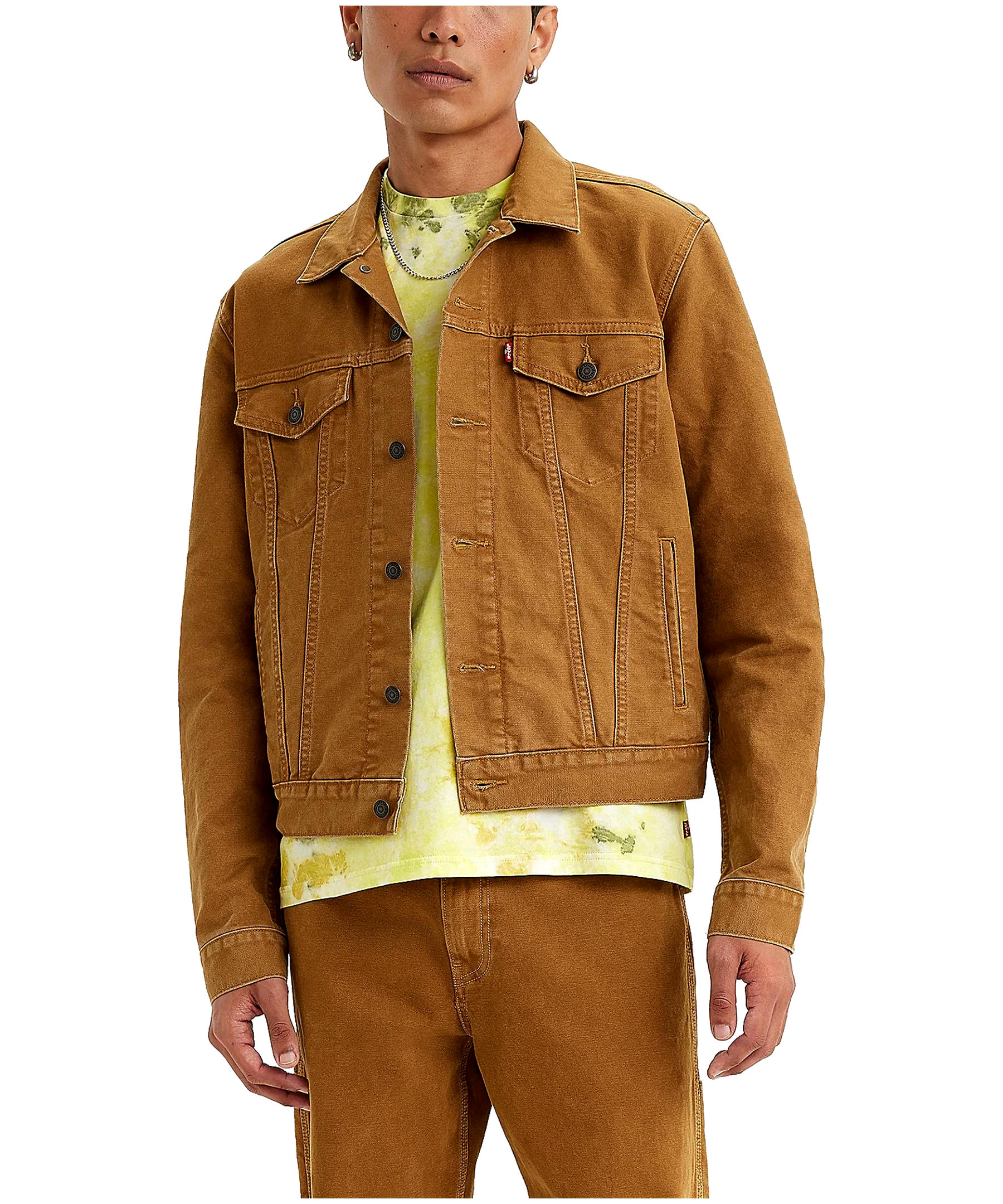 Men's The Trucker Cotton Denim Jacket - Brown/Dark Ginger