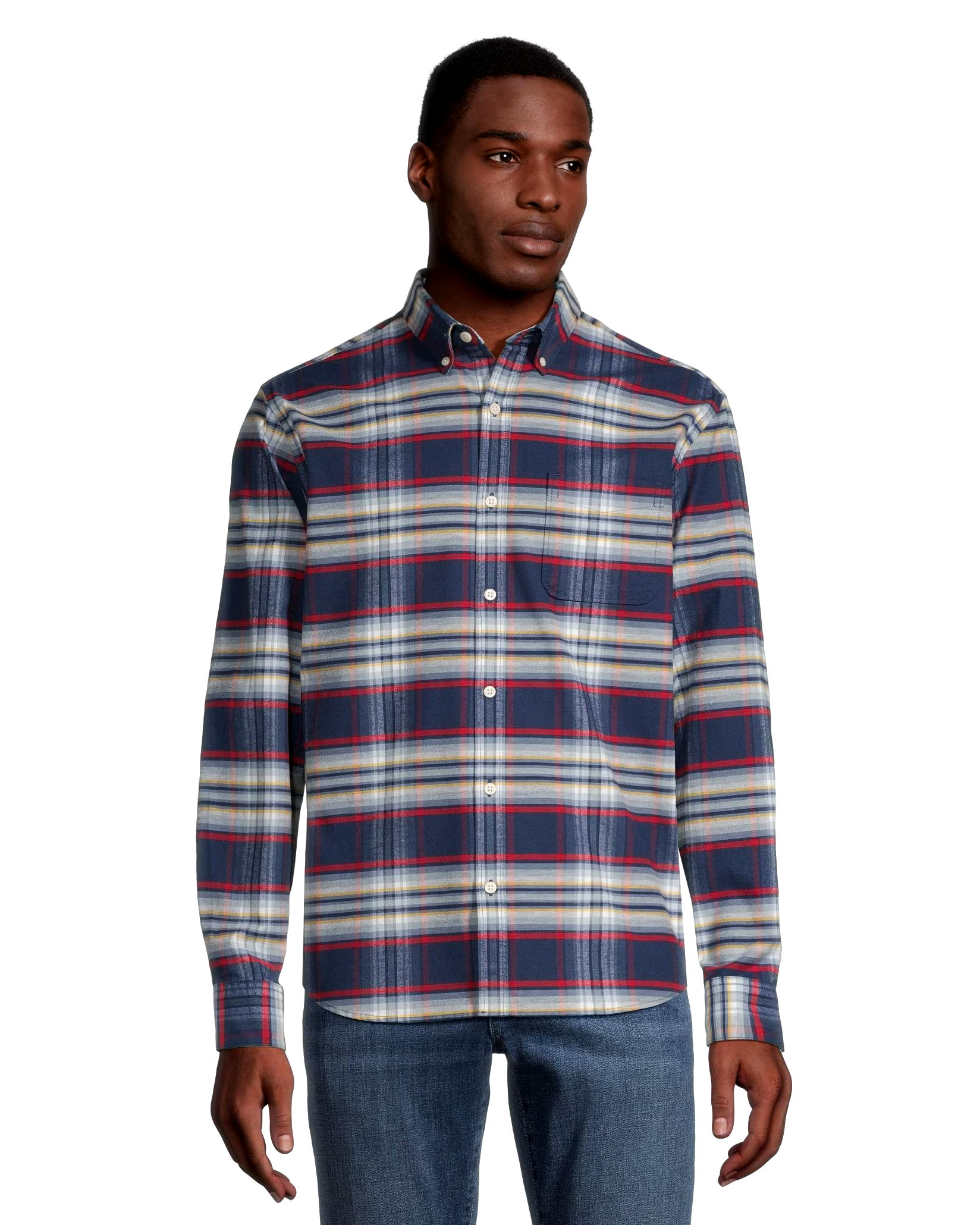 Denver Hayes Men's Stretch Oxford Classic Fit Long Sleeve Button Down Shirt