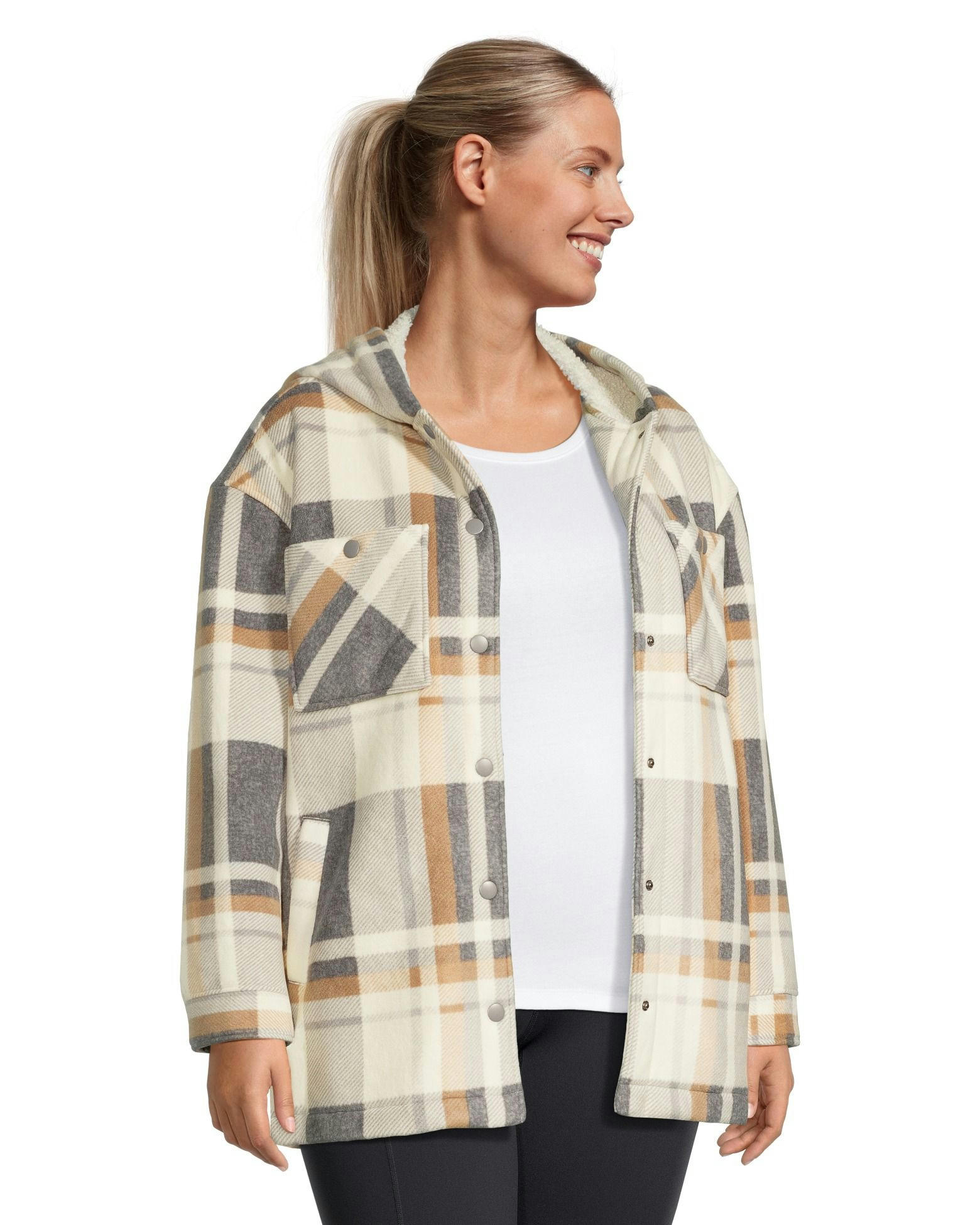 WindRiver Women's Snap Front Hooded Fleece Shacket