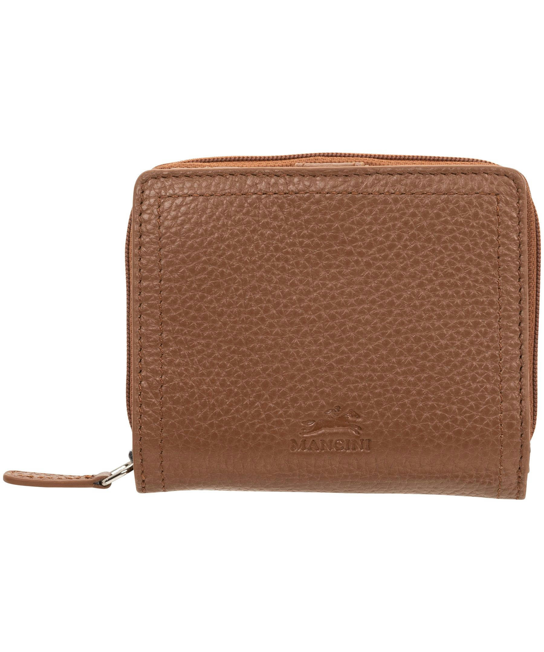 Mancini Leather Goods Women's Peblled RFID Secure Small Clutch Wallet