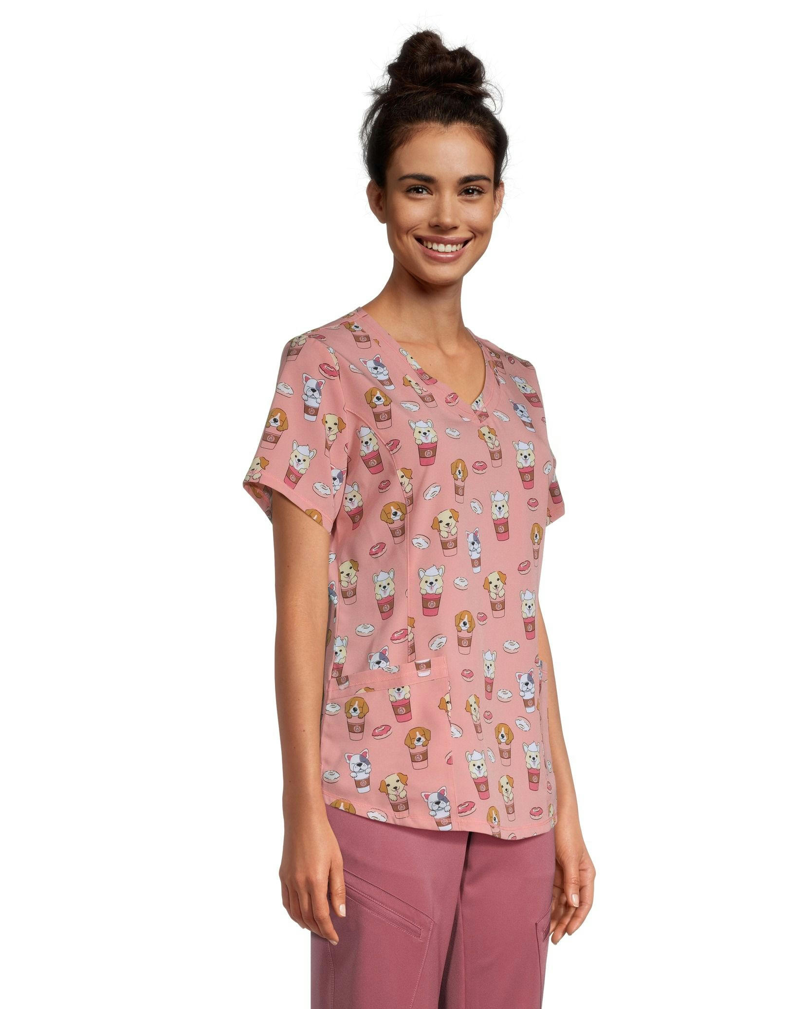 Health Pro Women's Curved V-Neck Scrub Top