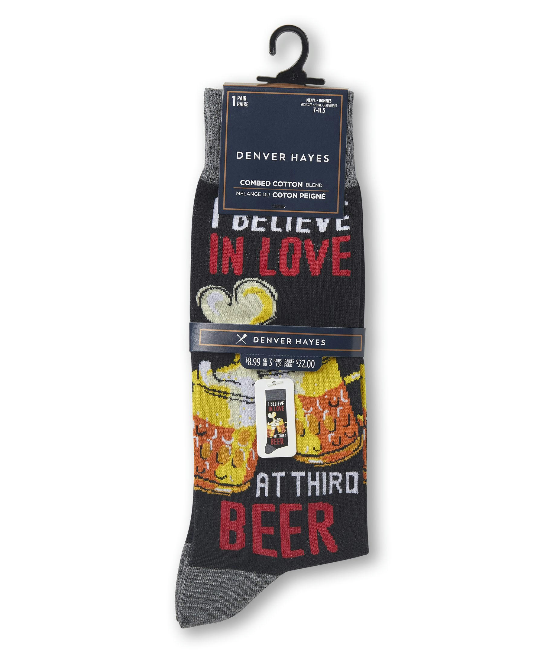 Denver Hayes Men's FRESHTECH® Beer Pattern Casual Crew Socks