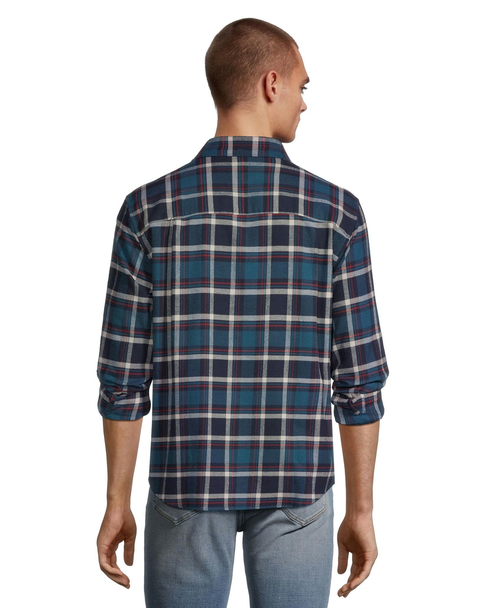 WindRiver Men's Long Sleeve Button Down Basic Stretch Flannel Shirt
