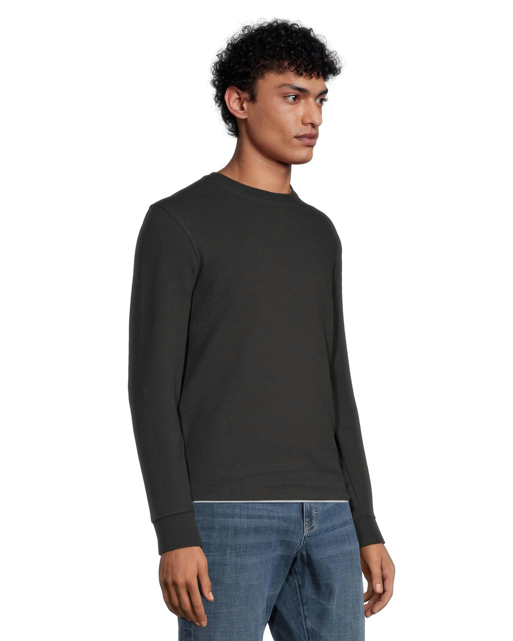 Denver Hayes Men's Long Sleeve Texture Knit Crewneck Shirt