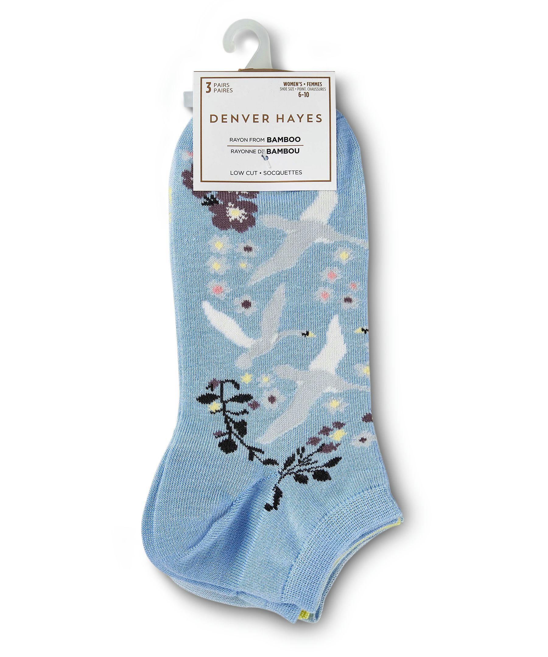 Denver Hayes Women's 3-Pack Bamboo Low Cut Socks