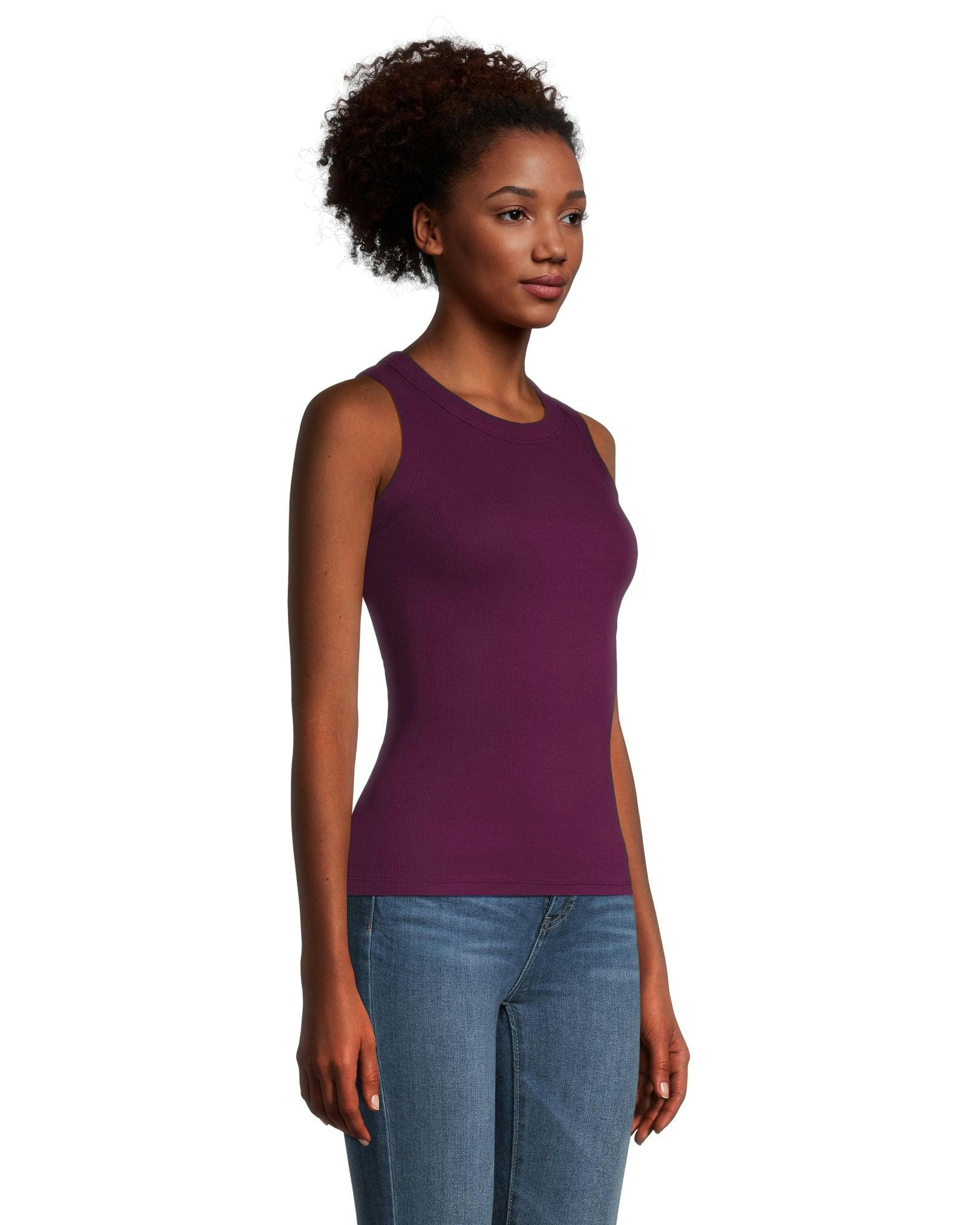 Denver Hayes Women's Fitted High Neck Ribbed Tank Top