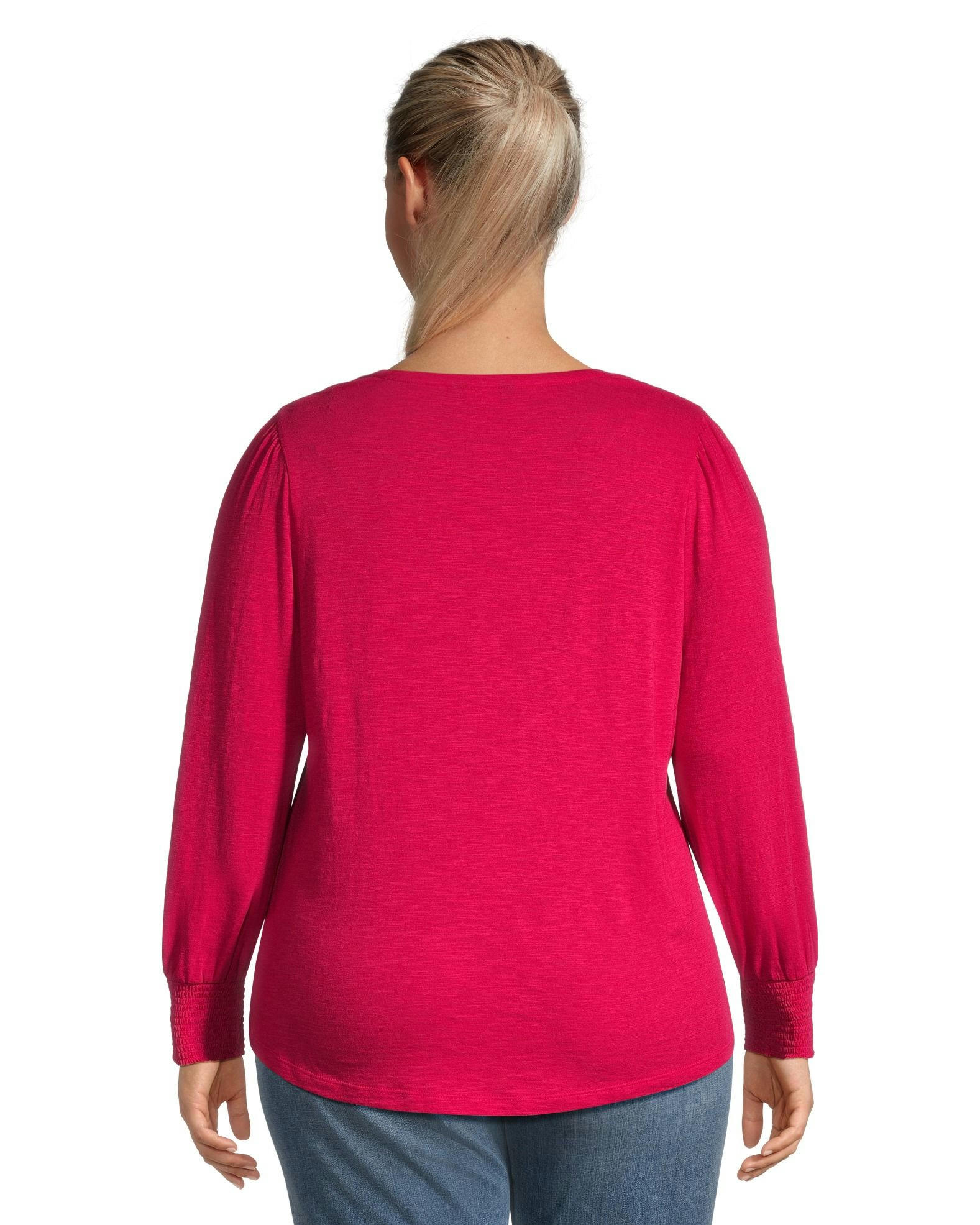 Denver Hayes Women's Semi Fitted Long Sleeve Gathered T Shirt