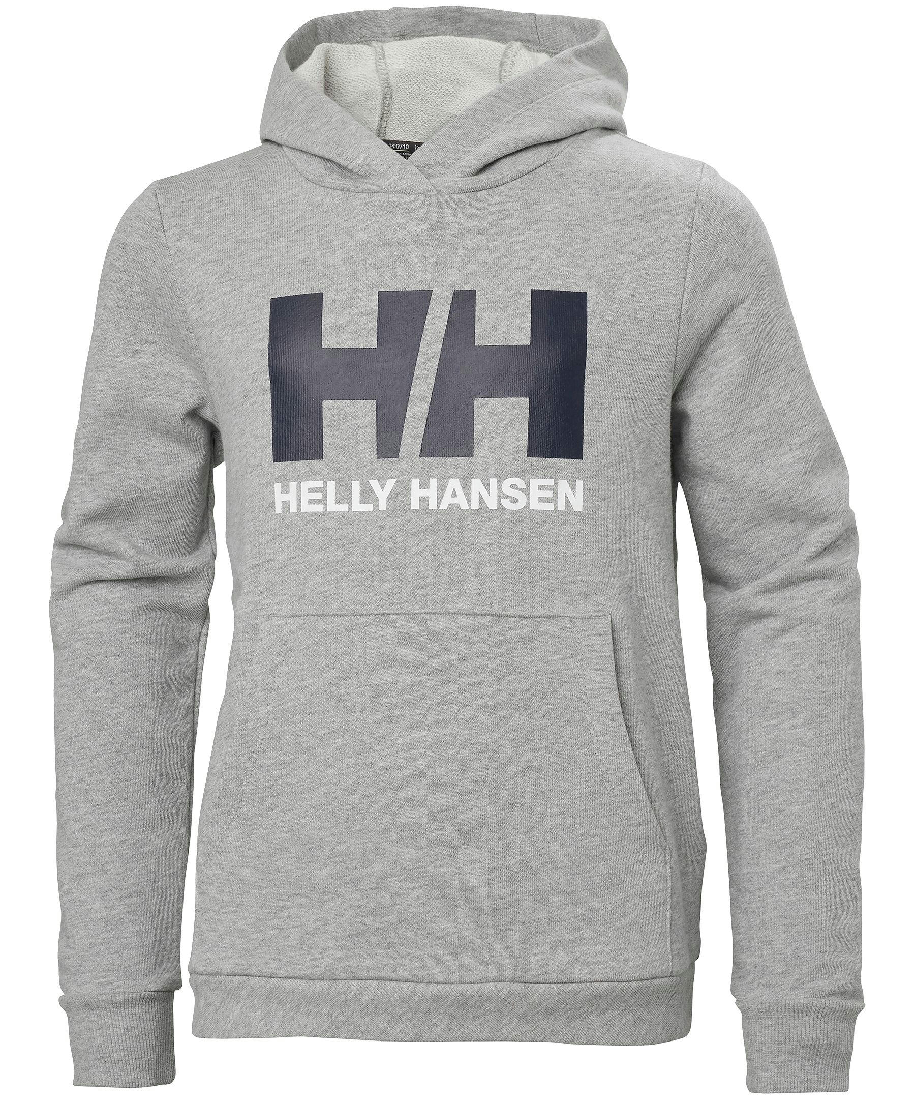 Helly Hansen Kids' Unisex 8-16 Years Classic Logo Crossover Neck Hoodie Sweatshirt with Kangaroo Pocket
