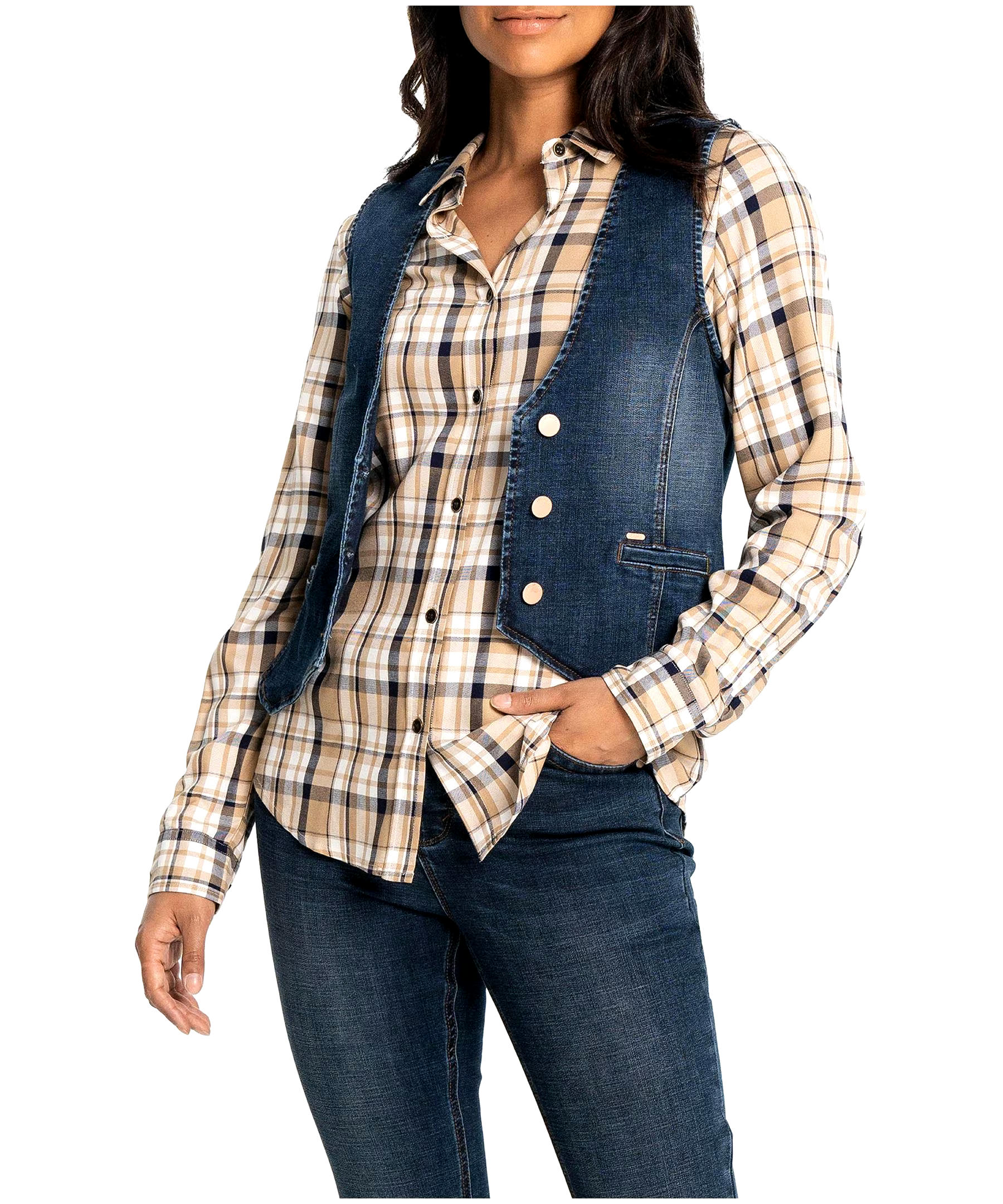 Lois Lylia Stretch Denim Vest