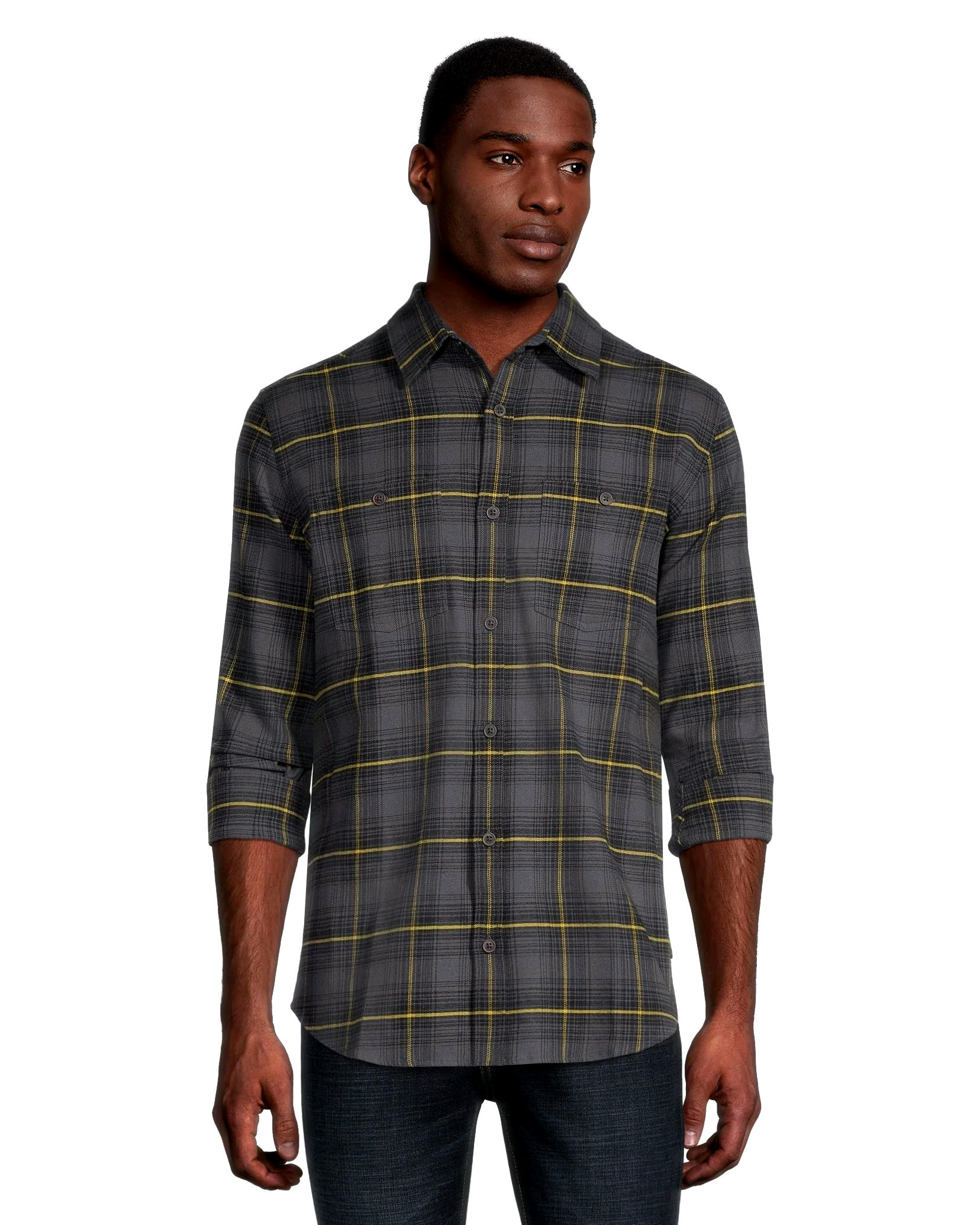 WindRiver Men's Stretch Regular Fit Basic Flannel Shirt