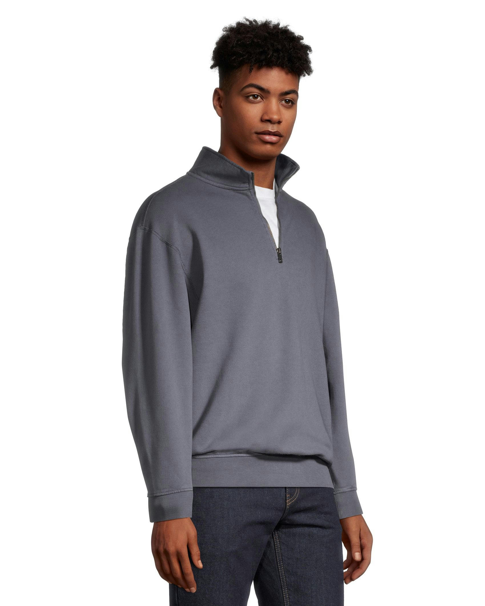 WindRiver Men's Original Fleece Quarter Zip Mock Neck Comfort Fit Cotton Sweatshirt