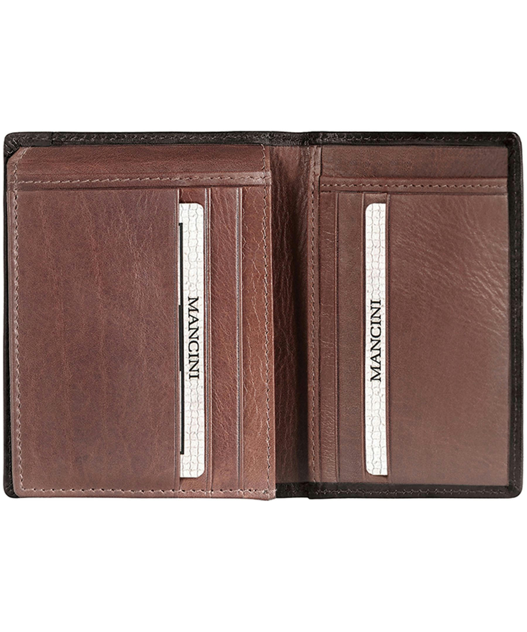 Mancini Leather Goods Men's Casablanca RFID Secure Vertical Wing Wallet Black