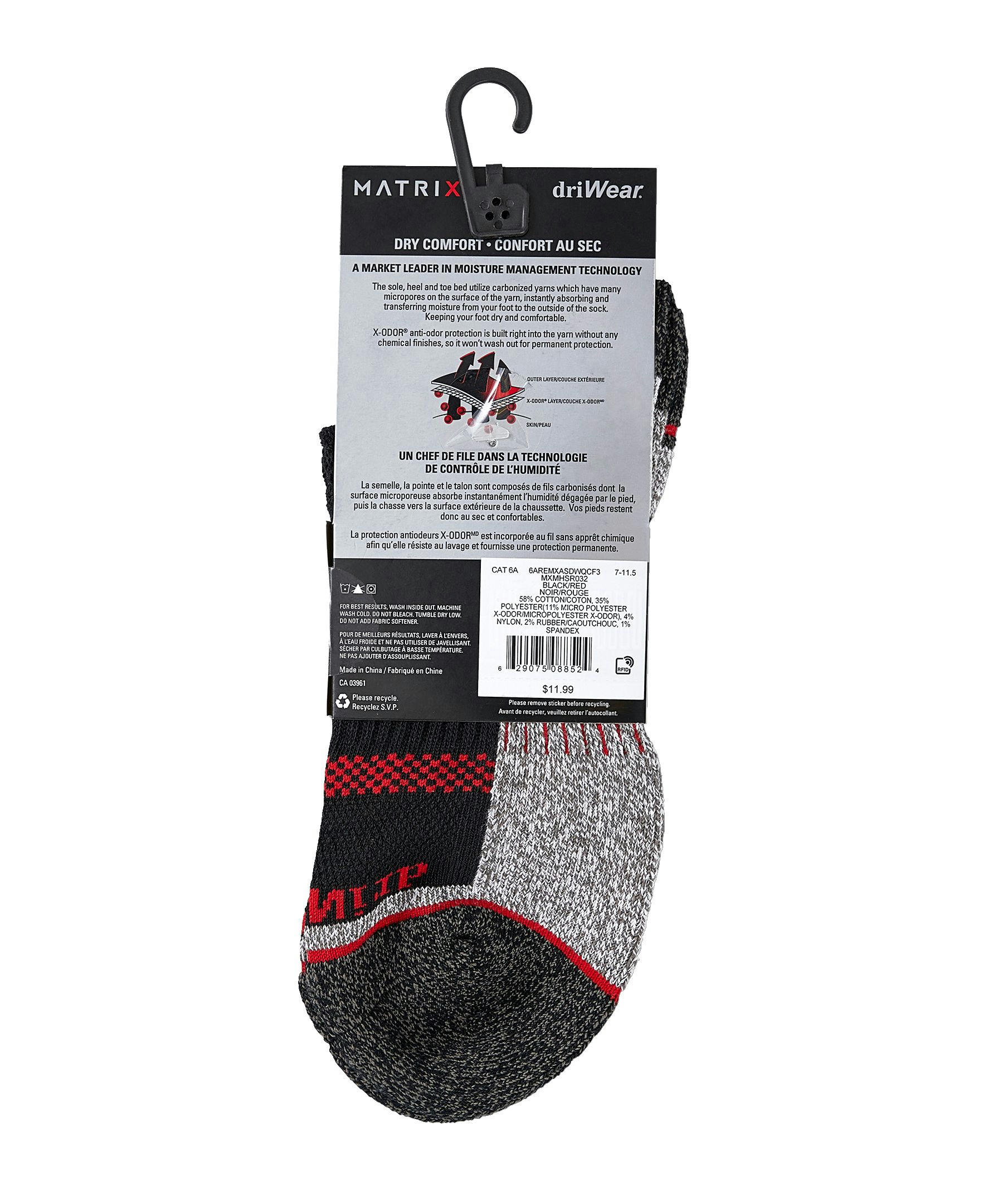 Matrix Men's driWear Quarter Crew Sport Socks