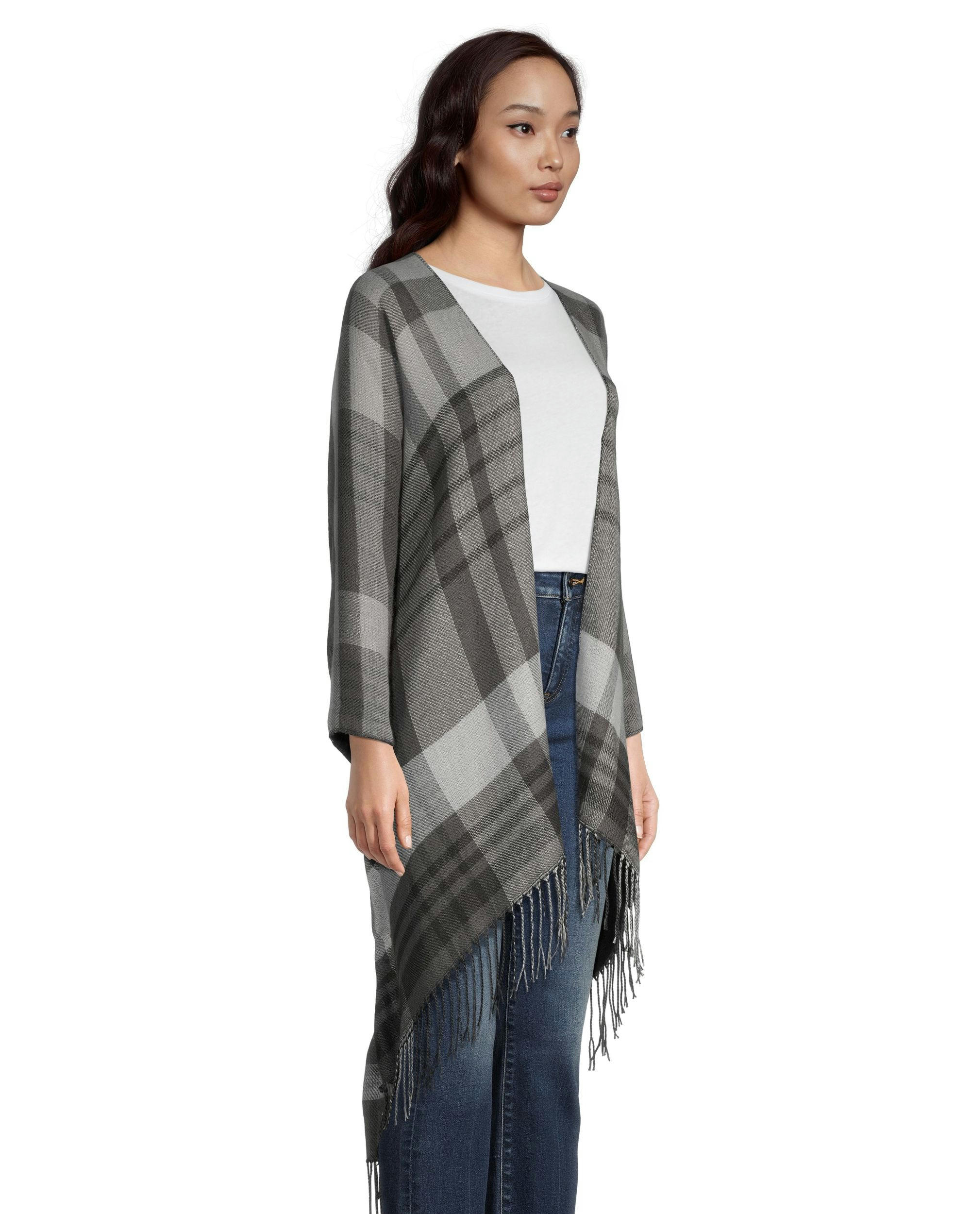 Denver Hayes Women's Plaid Fringe Shawl Ruana