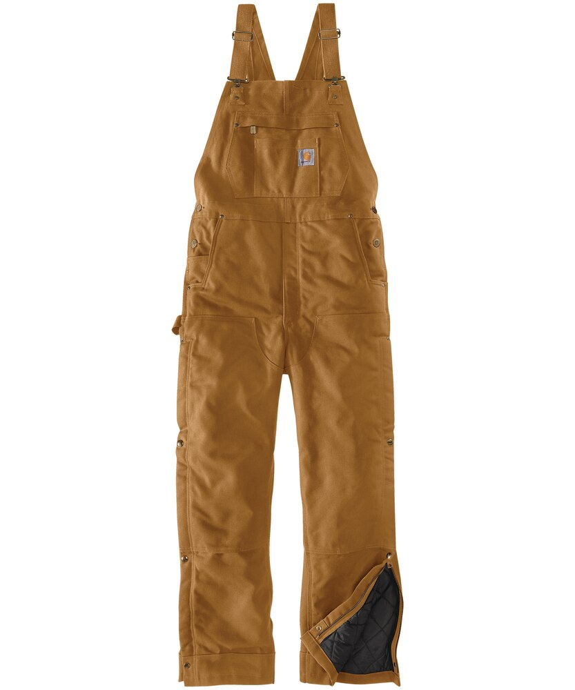 Carhartt Men's Loose Fit Firm Cotton Duck Insulated Bib Overalls - Black