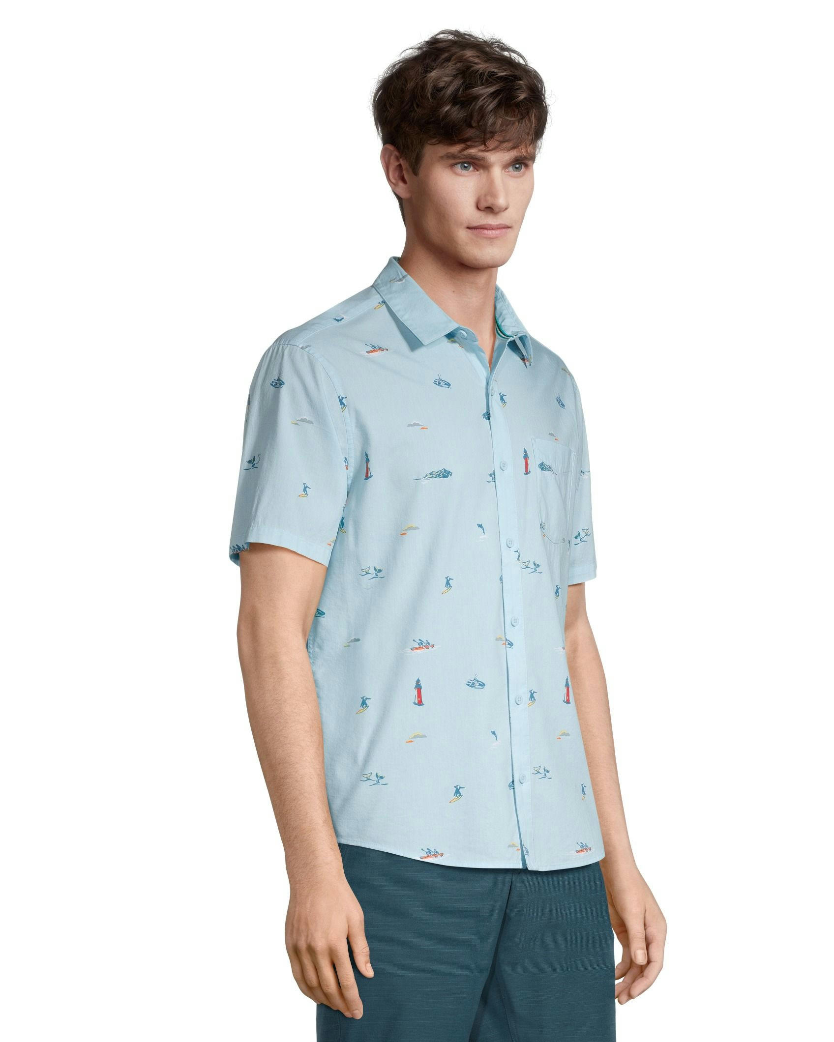 FarWest Men's AOP Modern Fit Stretch Shirt