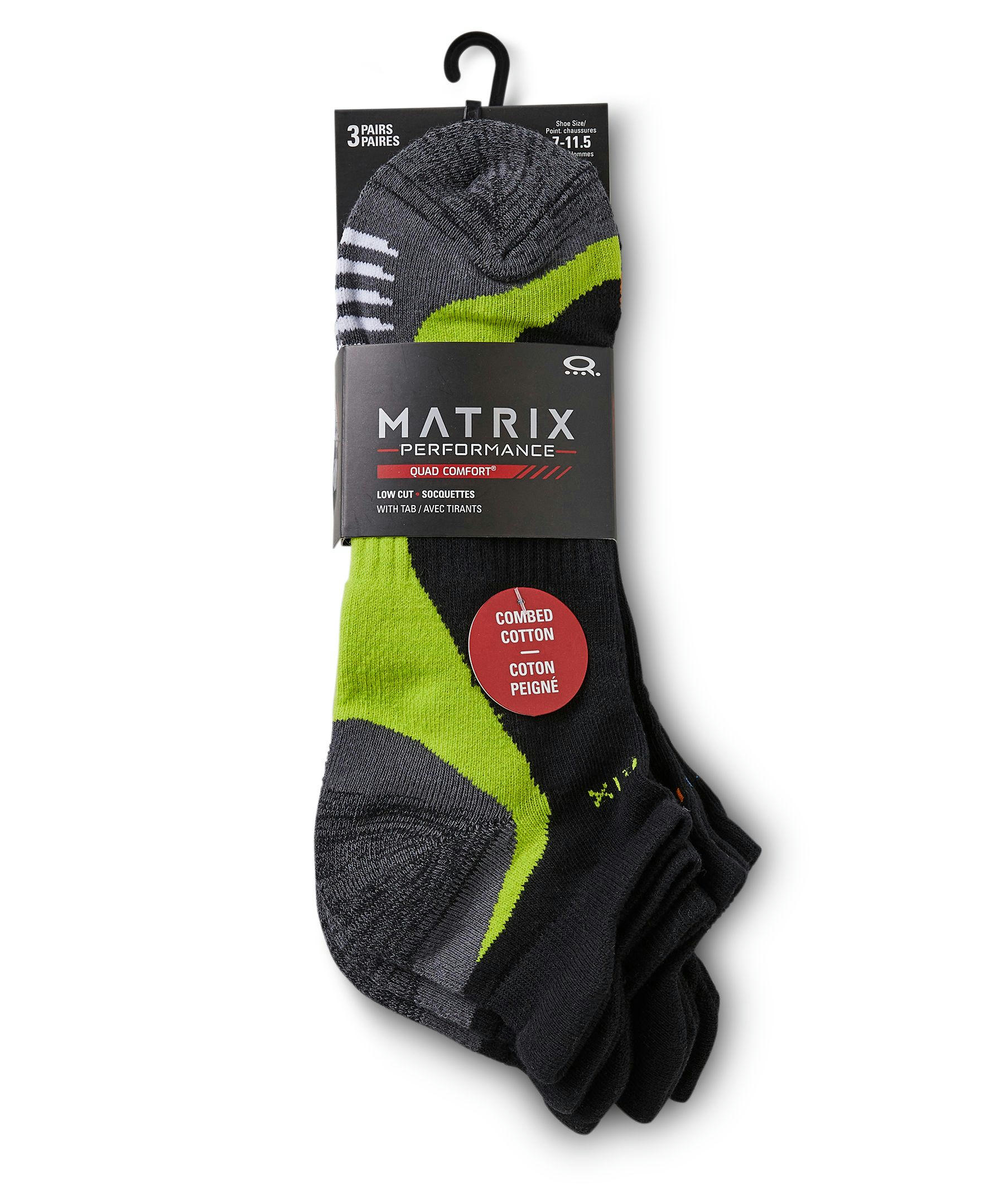 Men's 3 Pack FRESHTECH Low Cut Sport Socks with Tab